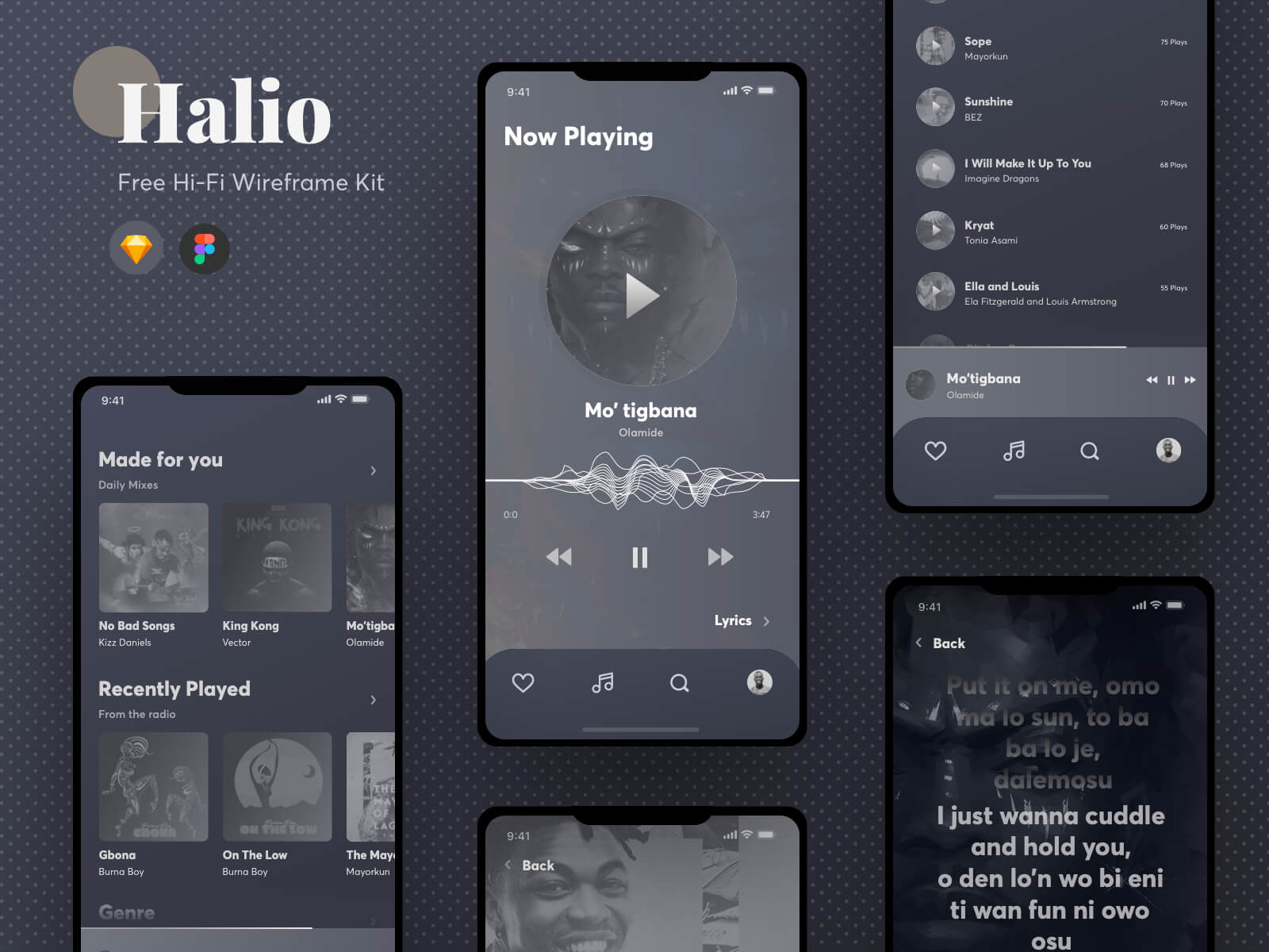 Halio - Free Hi-Fi Wireframing Kit cover image