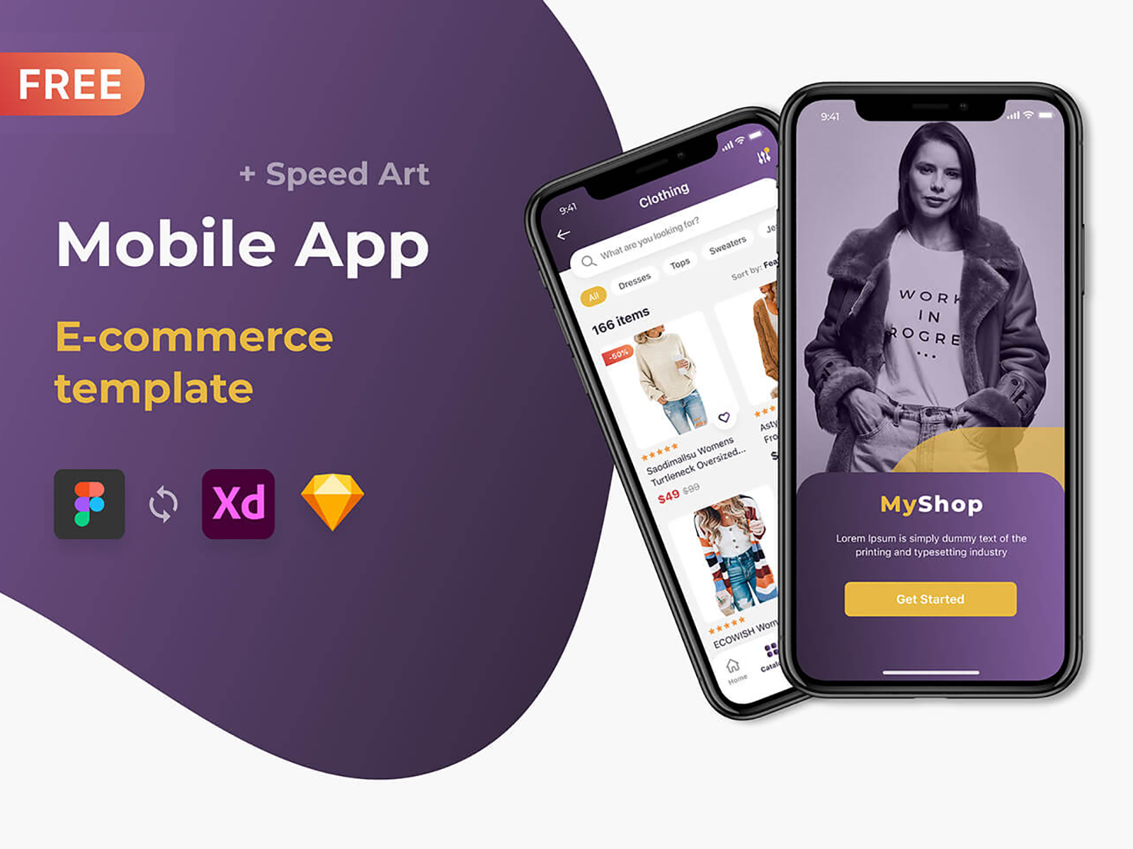 Free Mobile App \ E-commerce template \ Figma \ UI \ Store \ Shop cover image