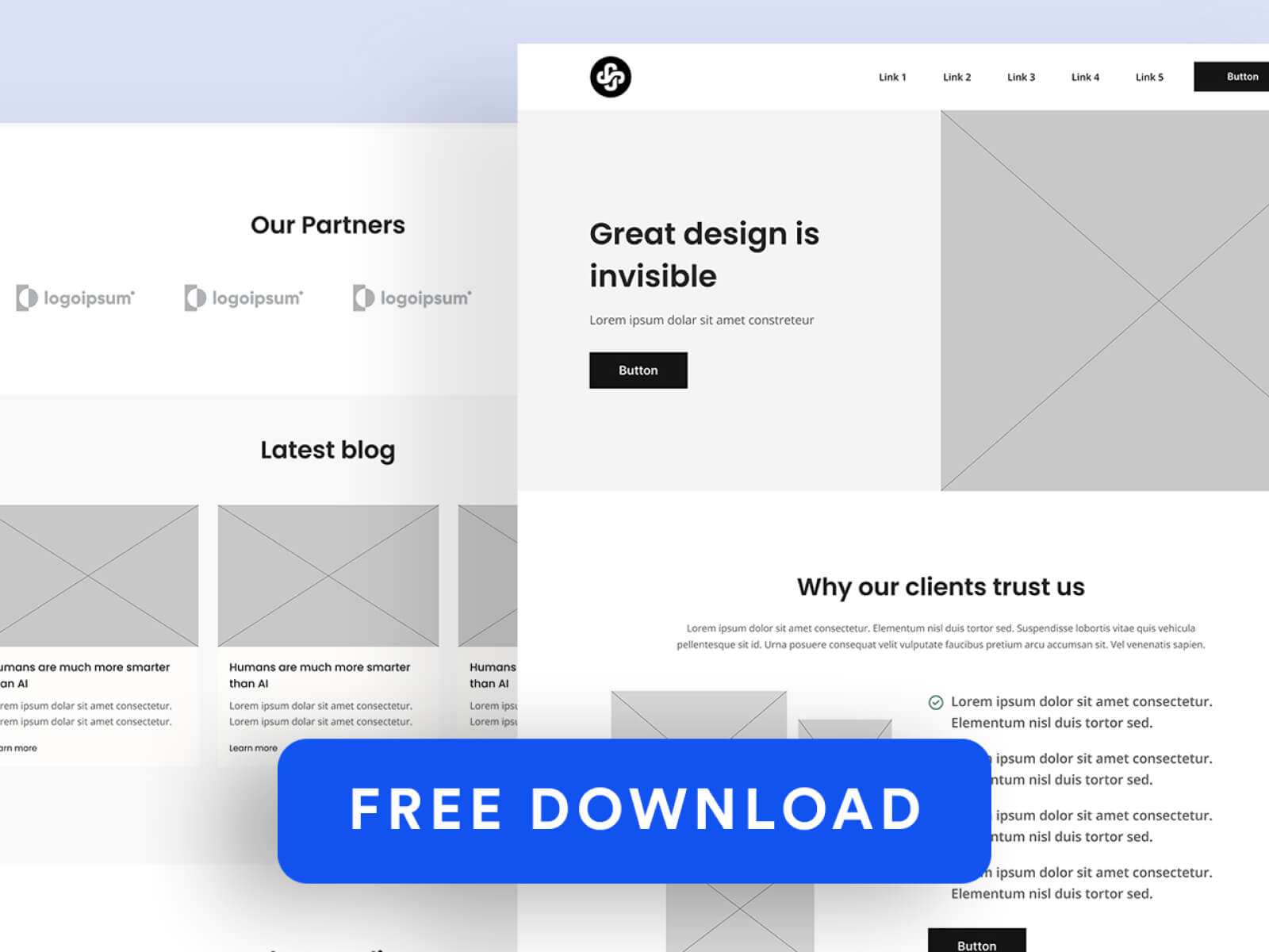 Landing Page Wireframe Design Template - UI/UX Design Wireframe Template cover image