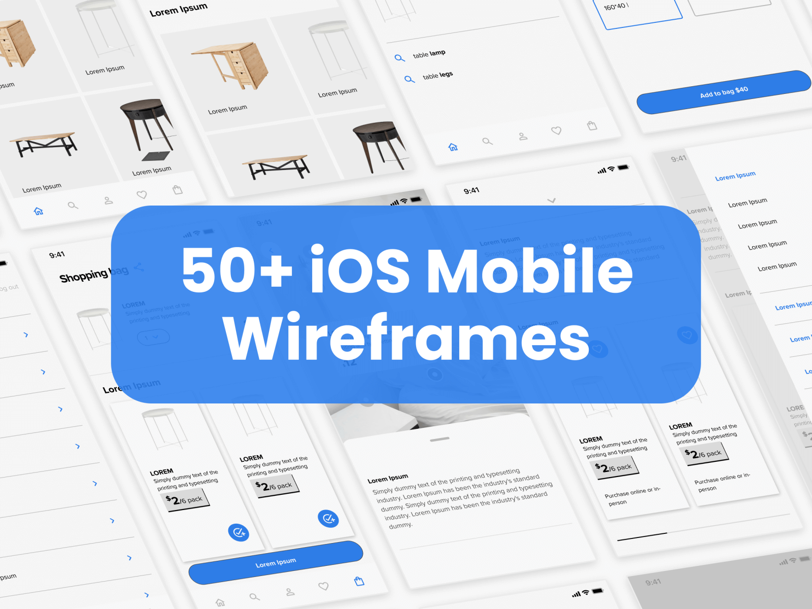 50+ IOS Mobile Wireframes & UI cover image