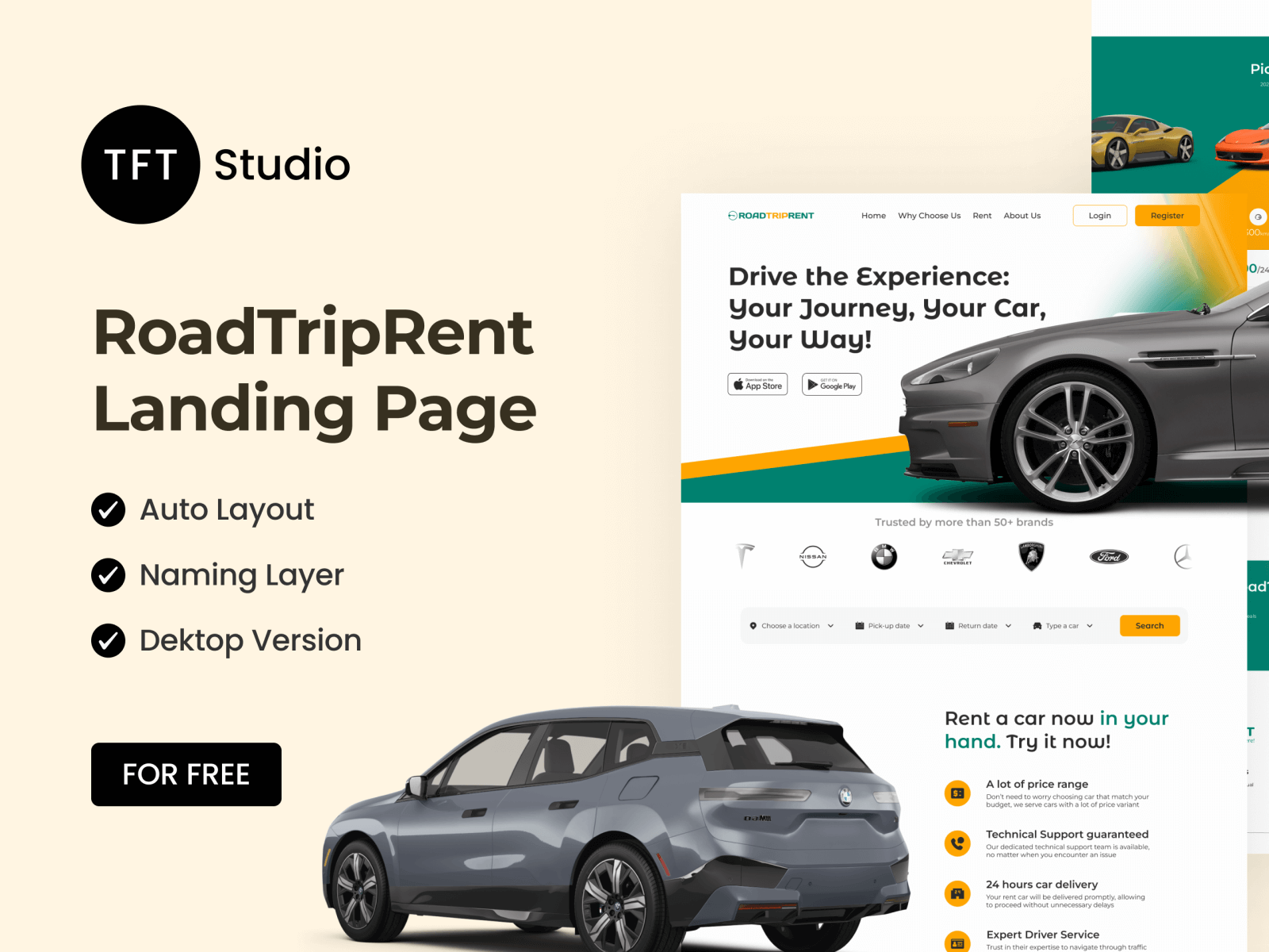 RoadTripRent - Rent Car Landing Page cover image