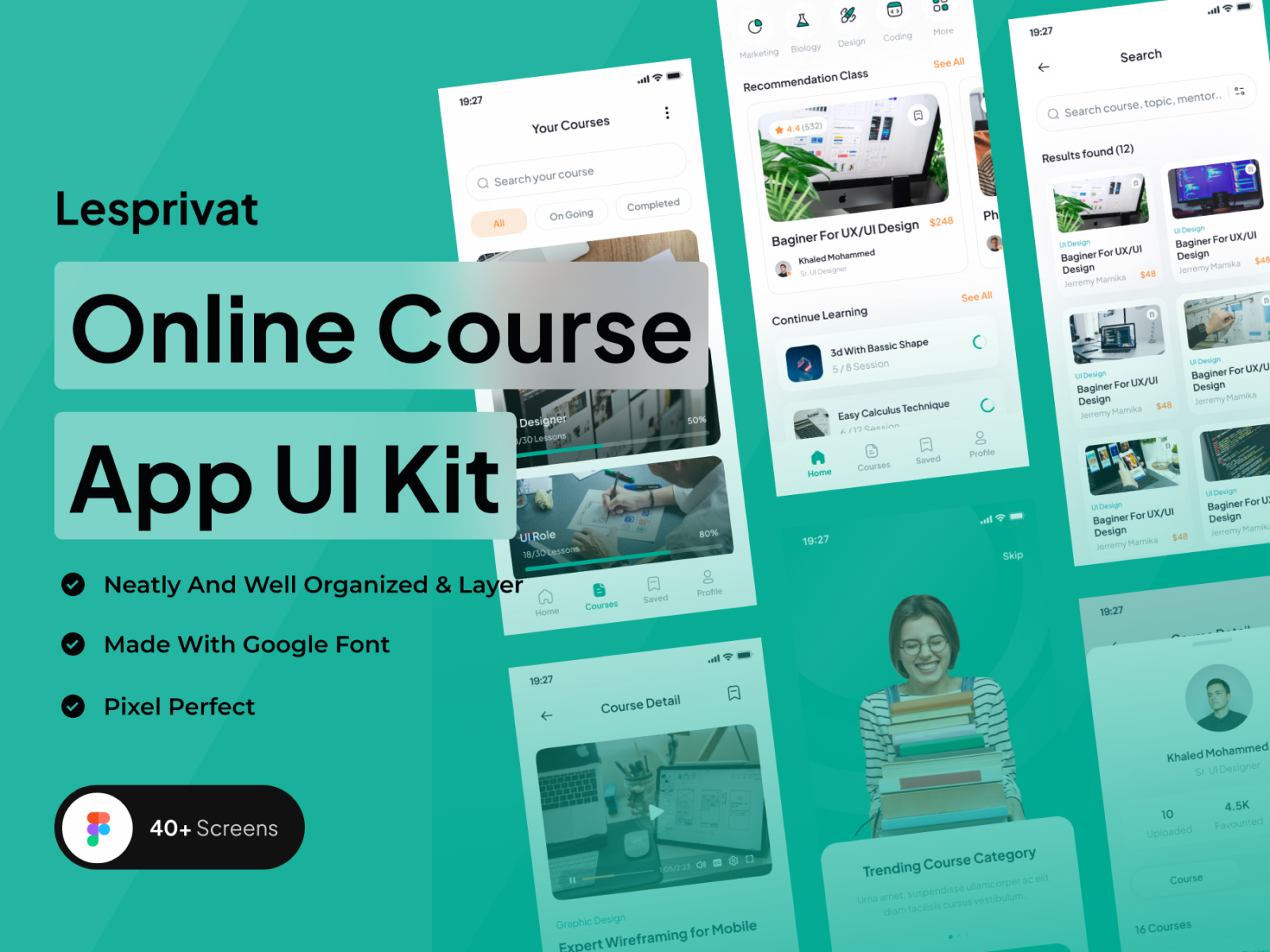 Lesprivat - Online Course App UI Kit cover image