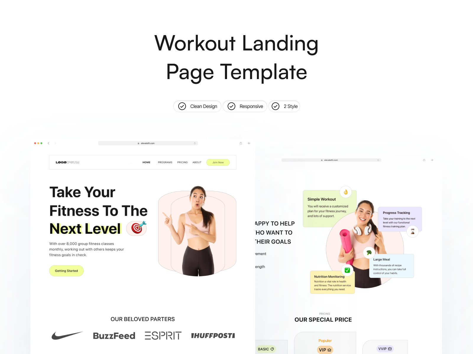 ElevateFit - Workout & Fitness Landing Page cover image