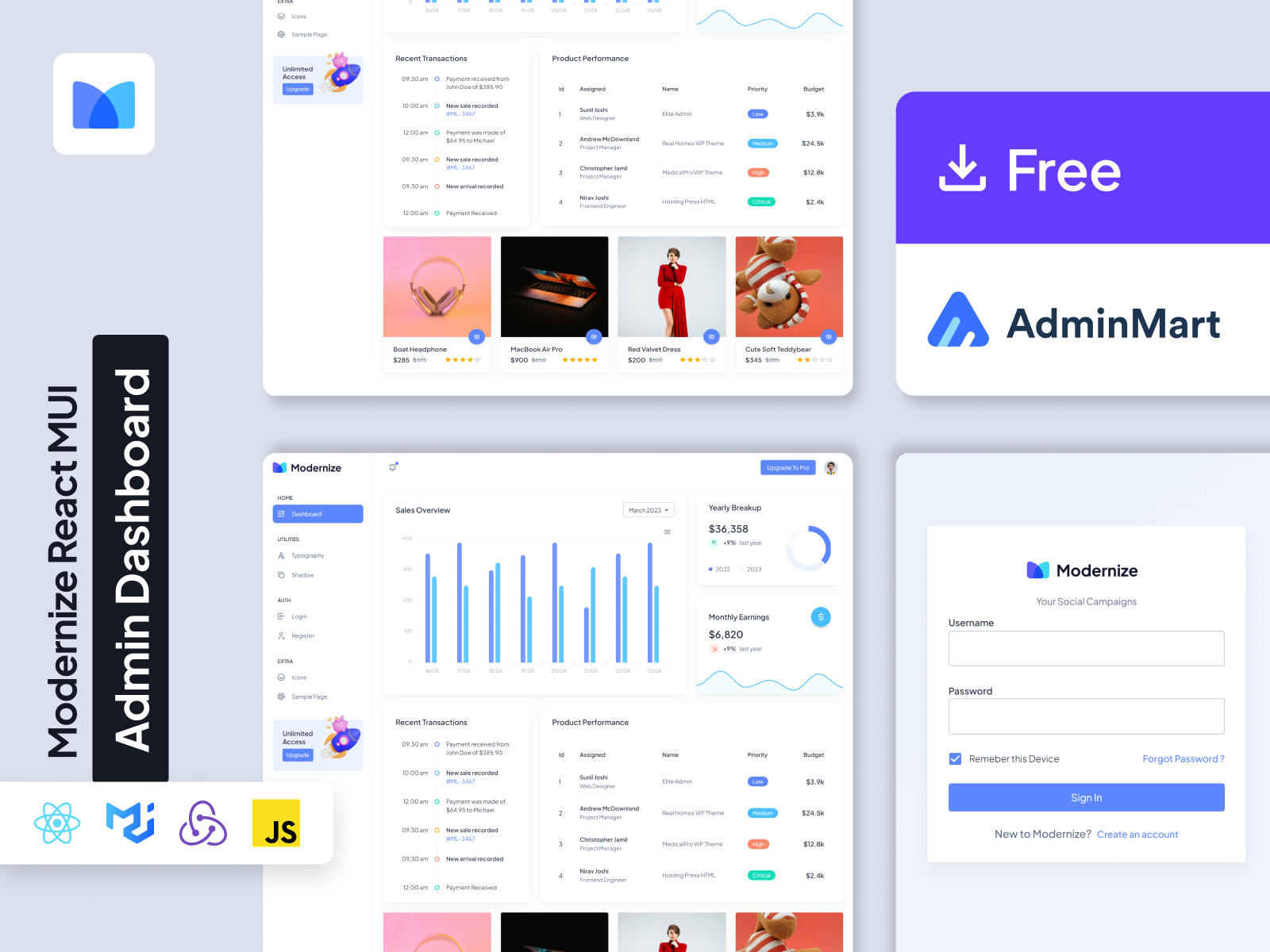 Modernize React Admin Dashboard cover image