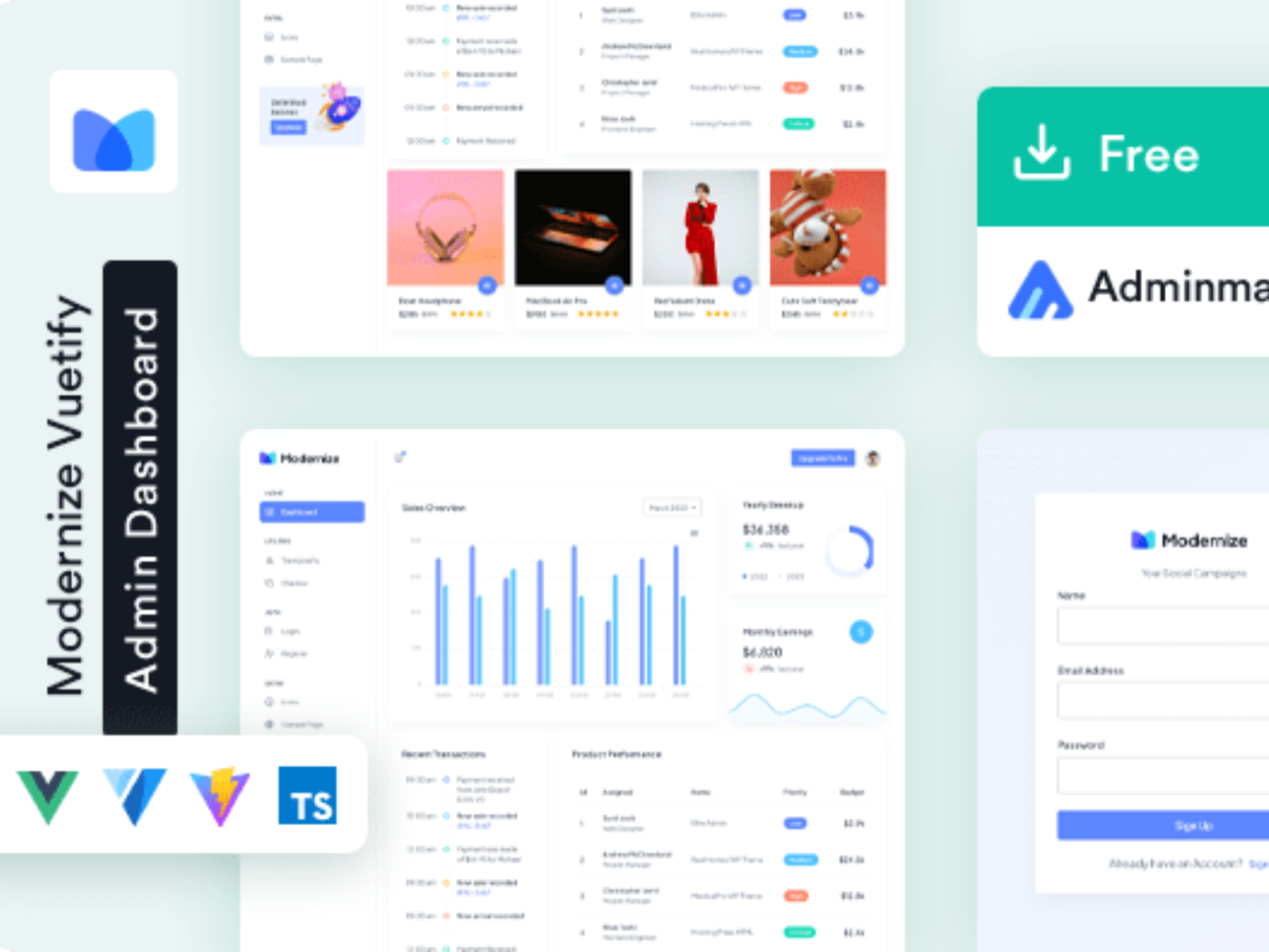 Modernize Vuetify and Vue.js Admin Dashboard cover image