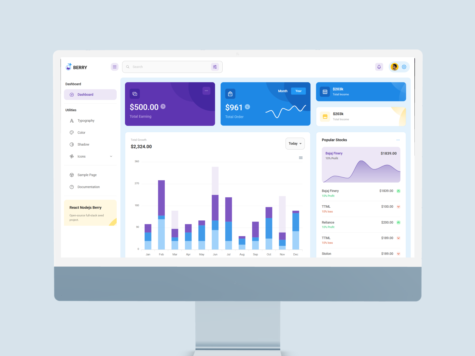 Free Berry Django React Admin Dashboard  cover image