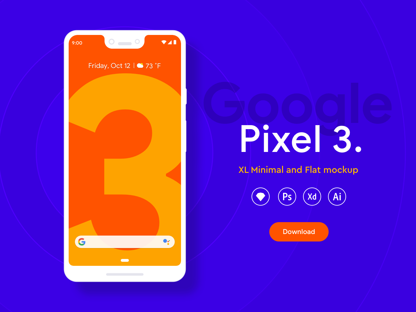 Pixel 3 XL mockup presentation image