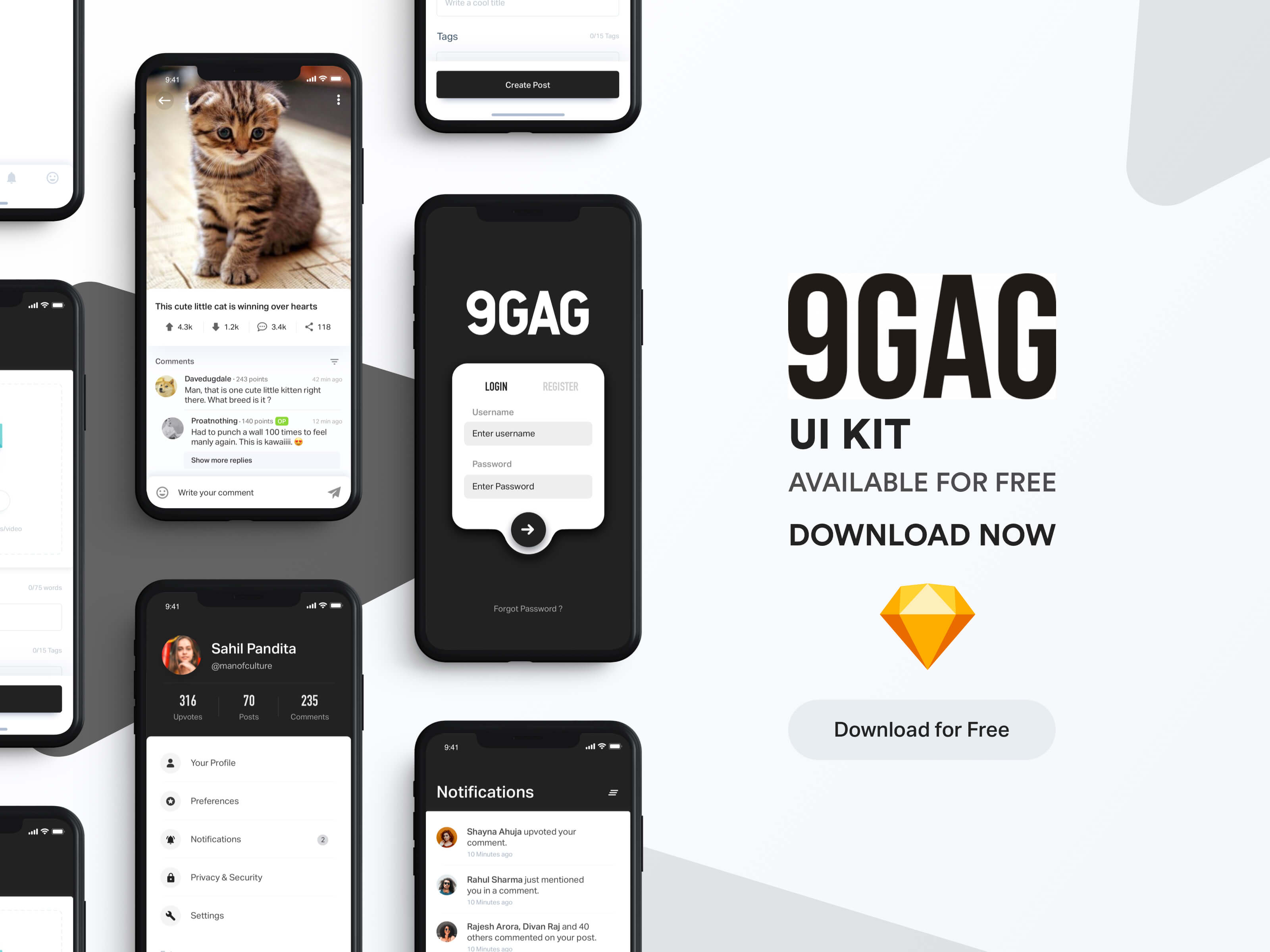 9GAG UI KIT presentation image