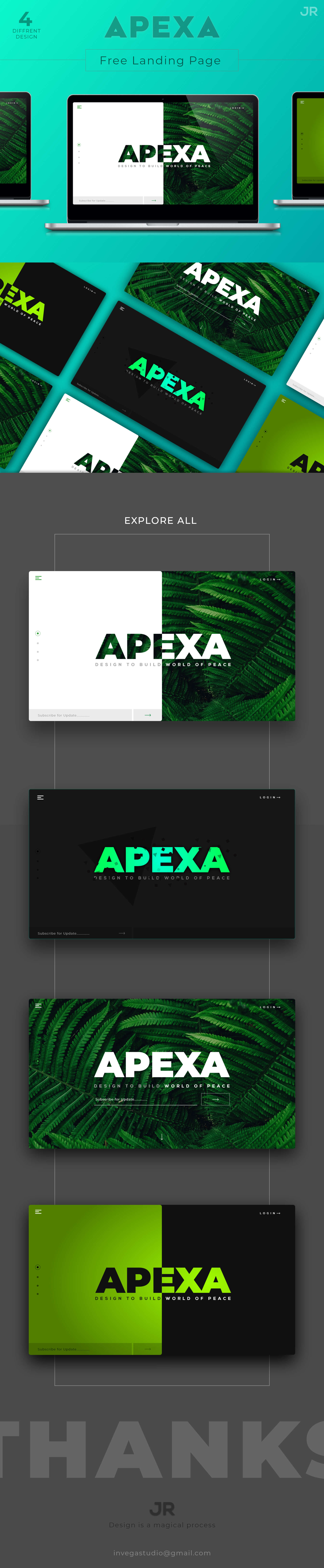 APEXA - Inspirations Landing page Design Template presentation image