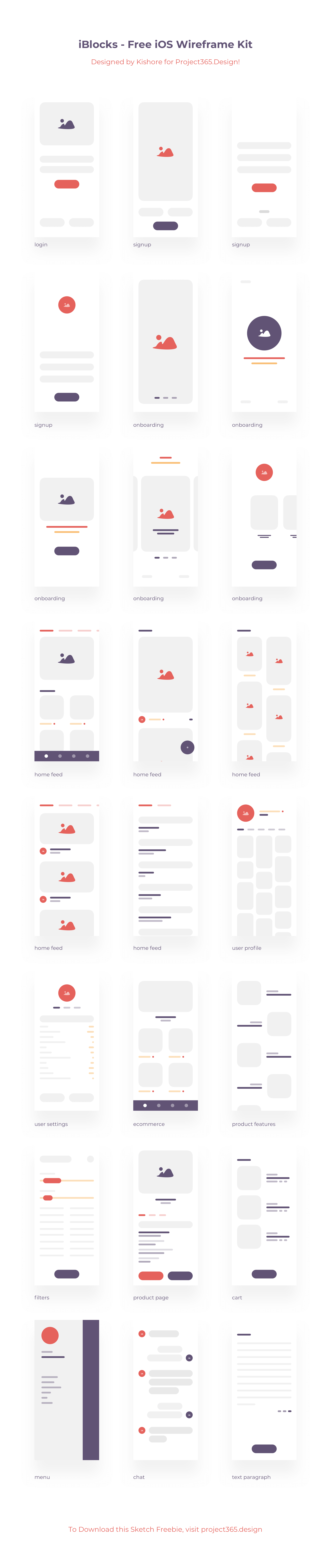 iBlocks - iOS Wireframe Kit | Day 61/365 - Project365 presentation image
