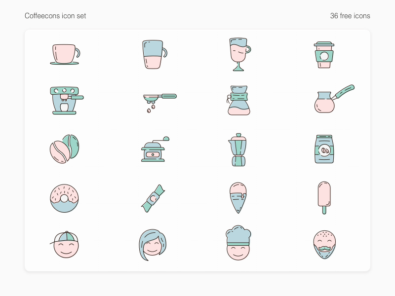 Coffeecons - free vector icon set presentation image