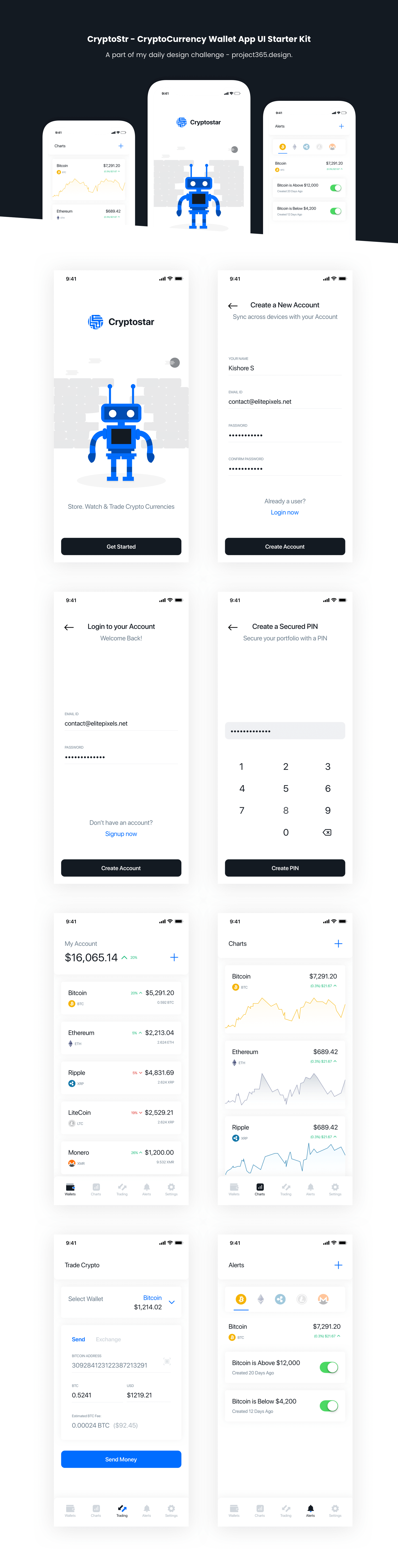 Crypto App - iOS UI Kit | Day 131/365 - Project365 presentation image
