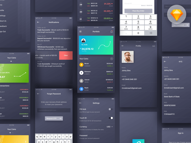 Crypto Wallet App Concept - Free UI Kit presentation image