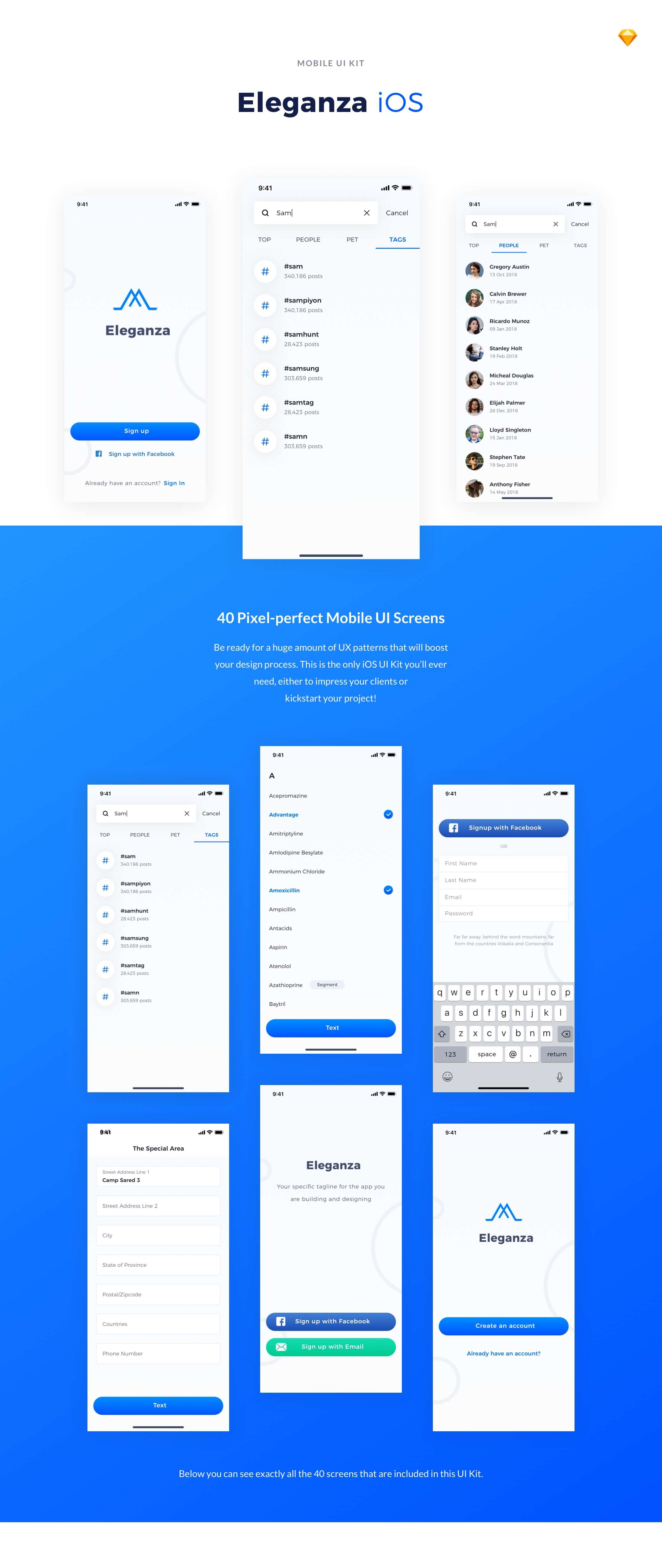 Eleganza iOS UI Kit presentation image