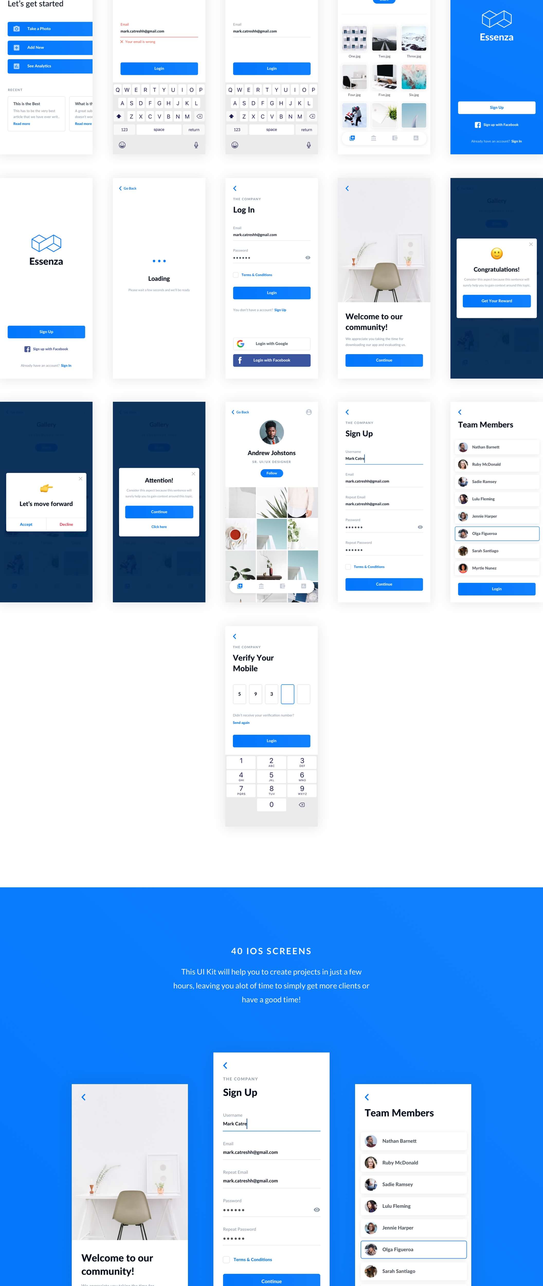 Eleganza iOS UI Kit presentation image