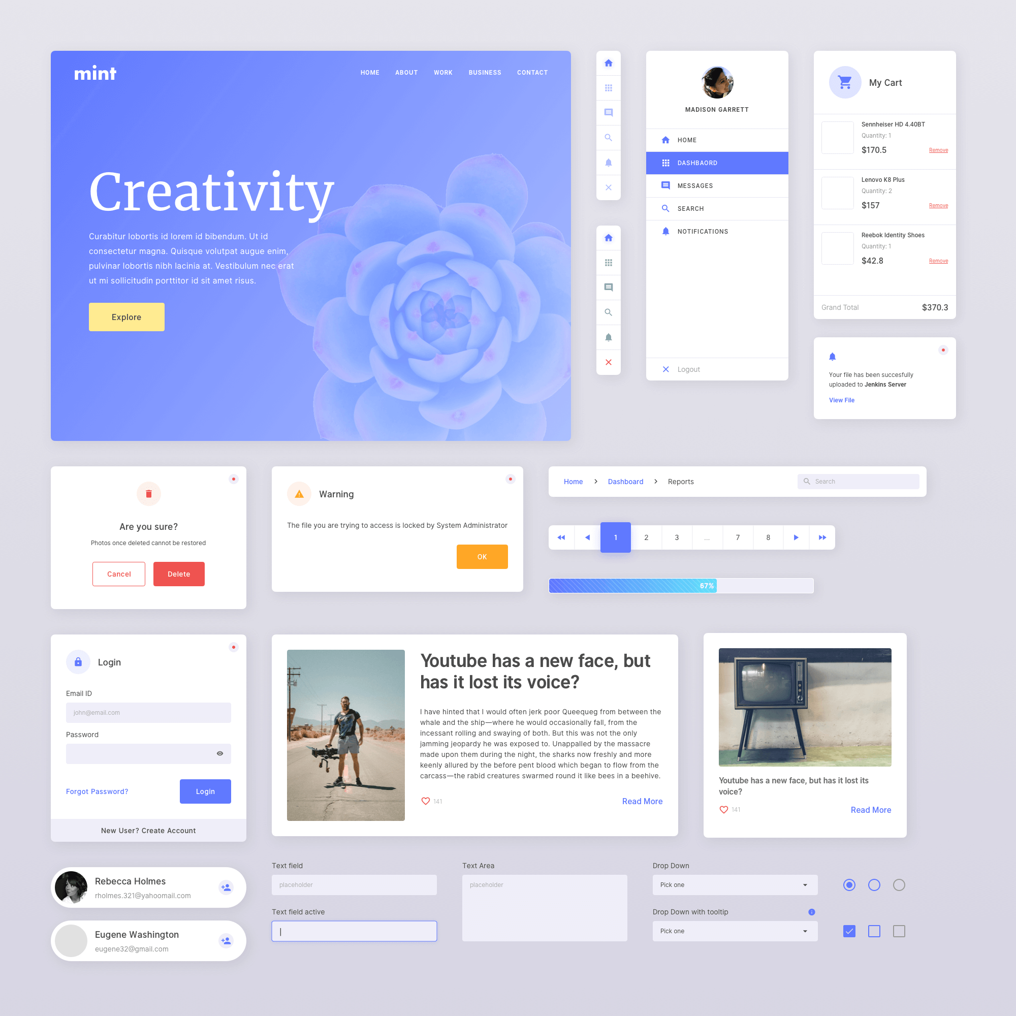 Mint - Free Sketch Web UI Kit presentation image