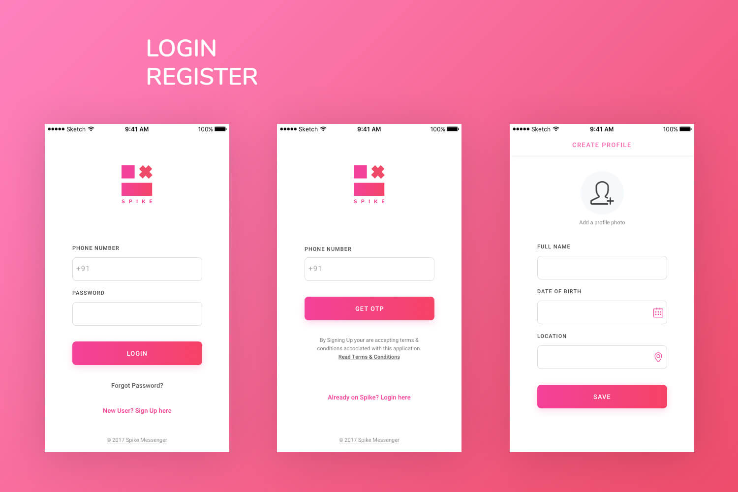 Spike Messenger UI Kit presentation image
