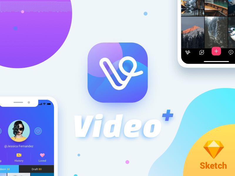 Video Plus for iPhone X (Sketch Freebie) presentation image