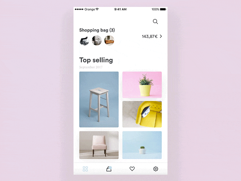Furniture shop app minimalist presentation image