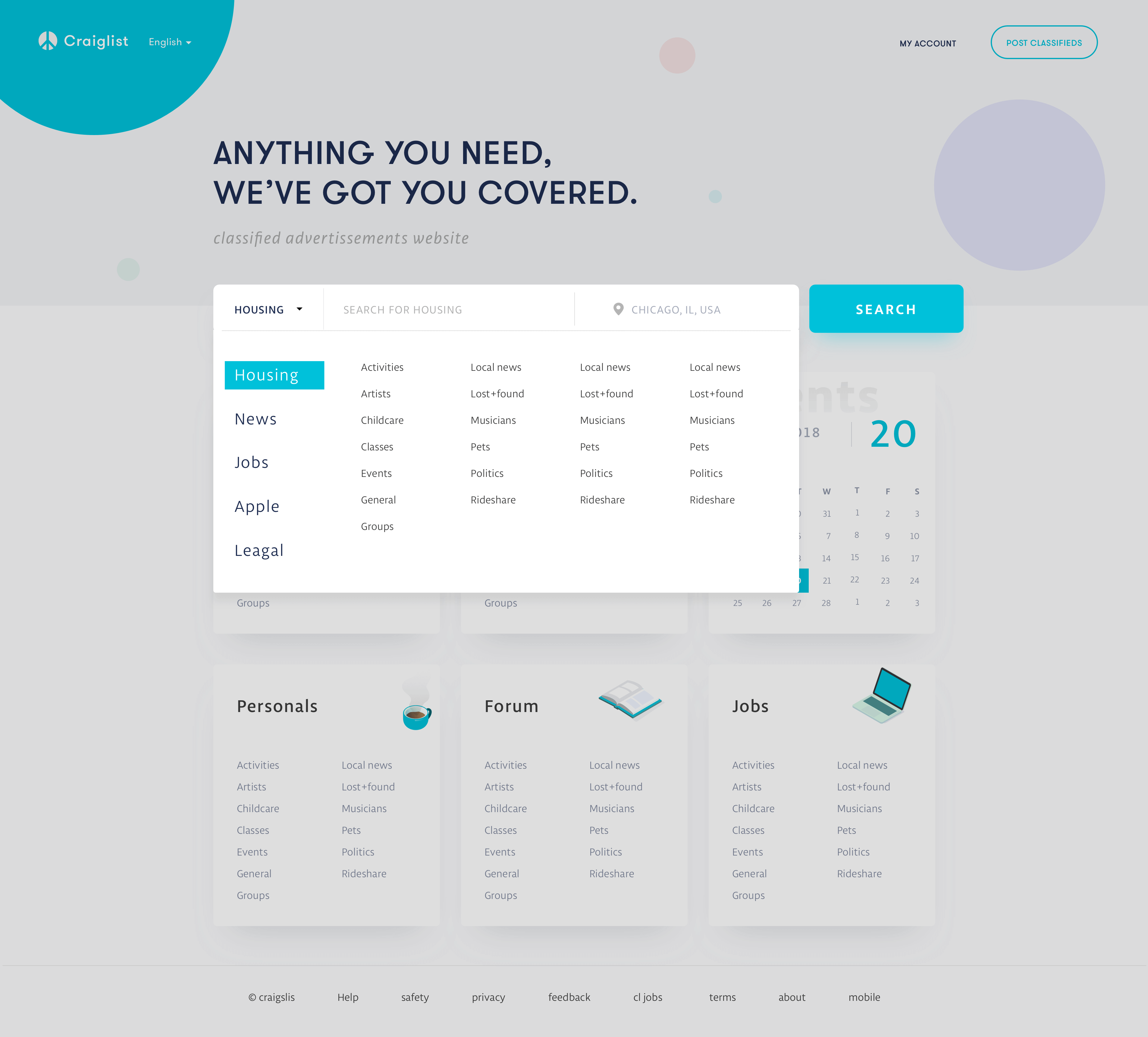 Craiglist redesign - Sketch Freebie presentation image