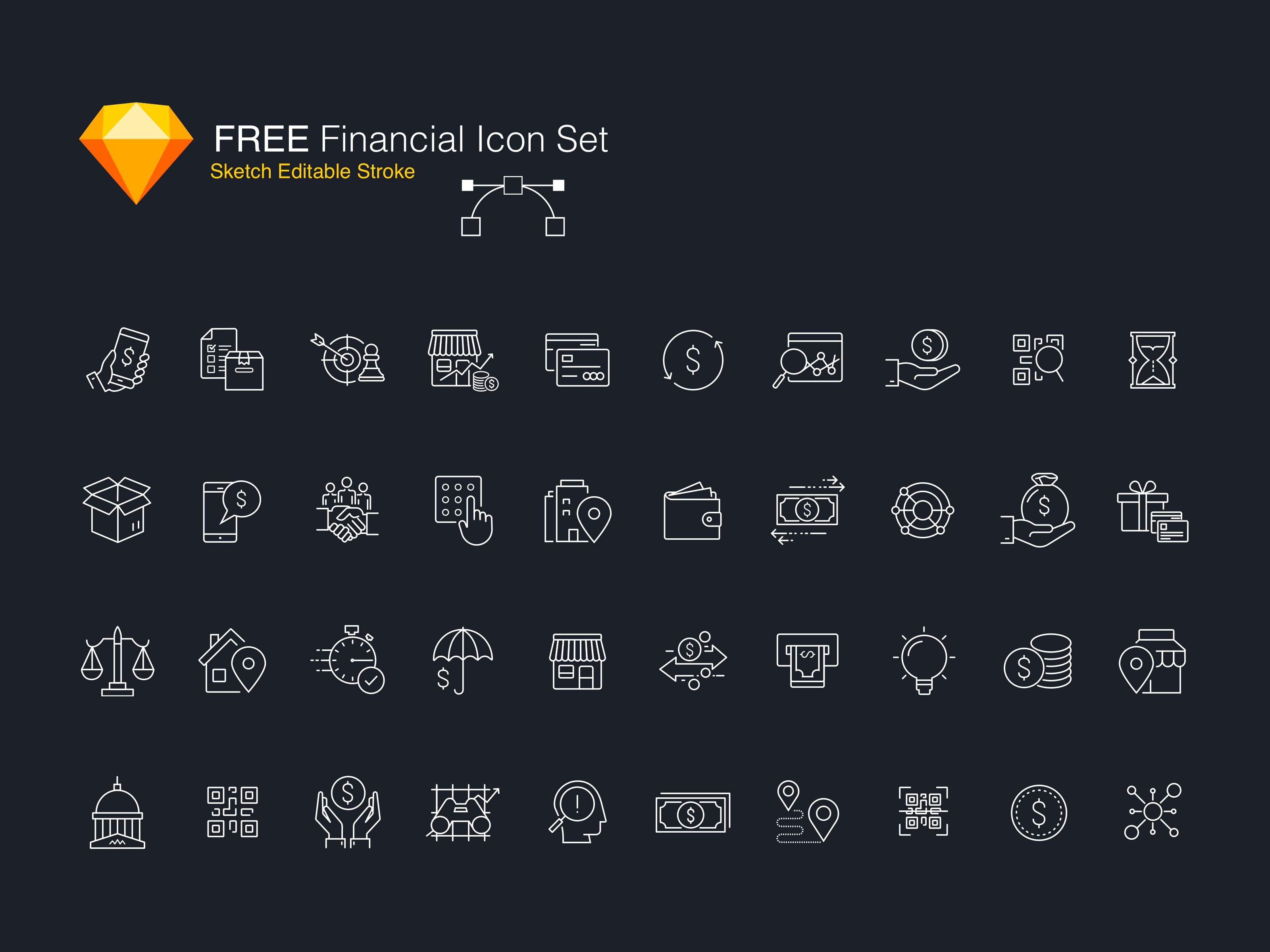 Free Sketch Editable Financial Icon Set presentation image