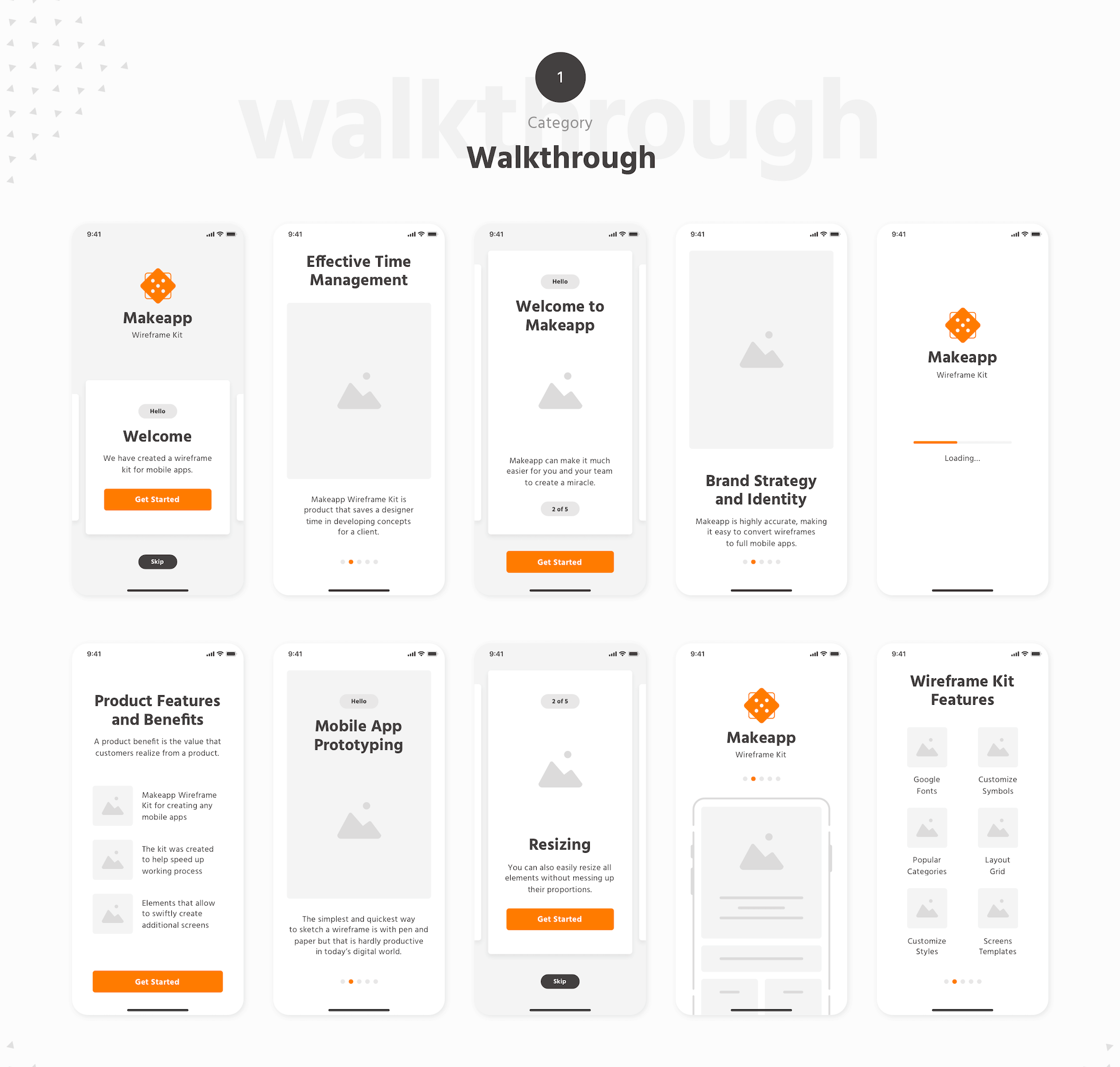 Makeapp Wireframe Kit presentation image