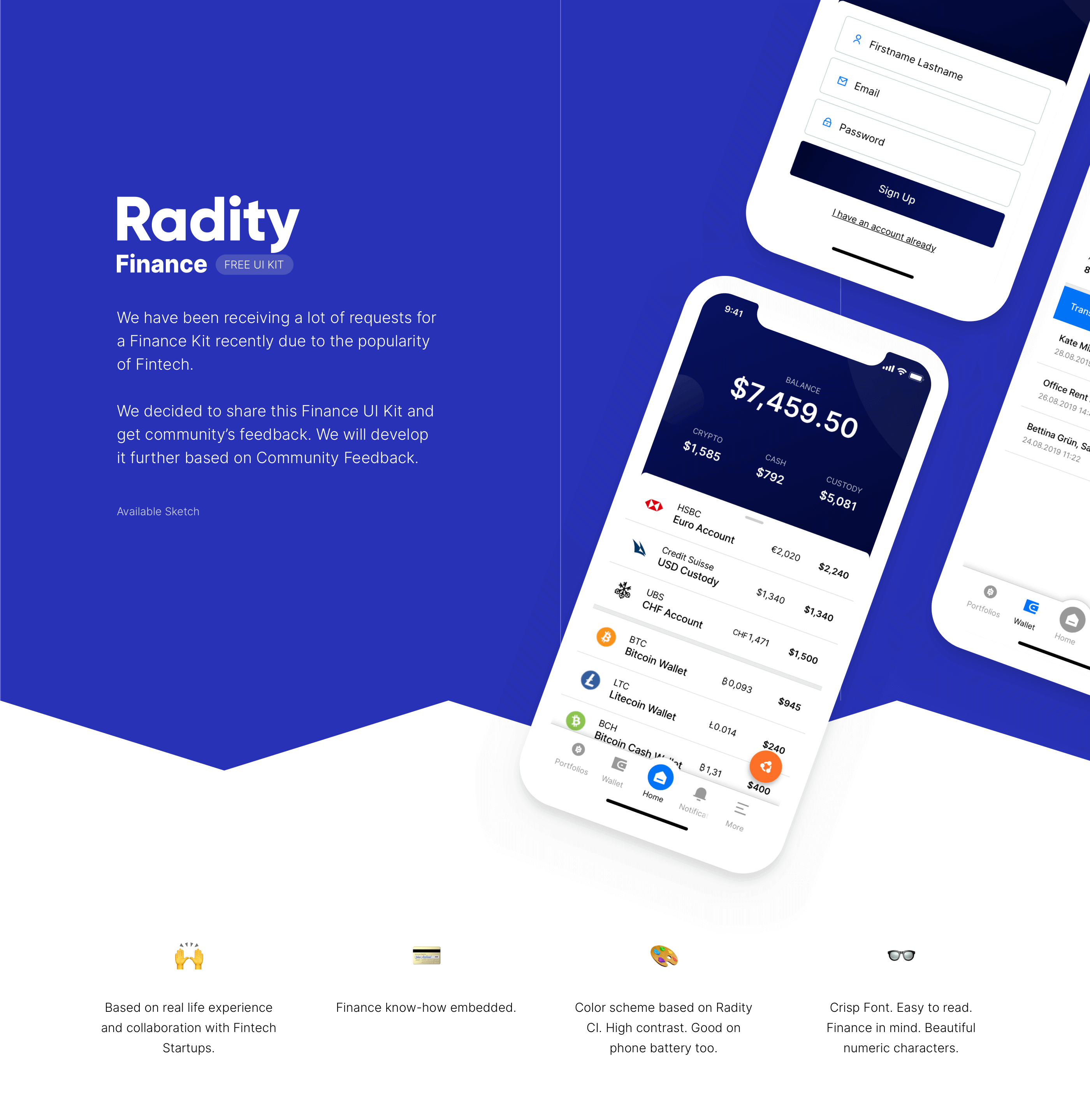 Radity Finance UI Kit - Freebie presentation image