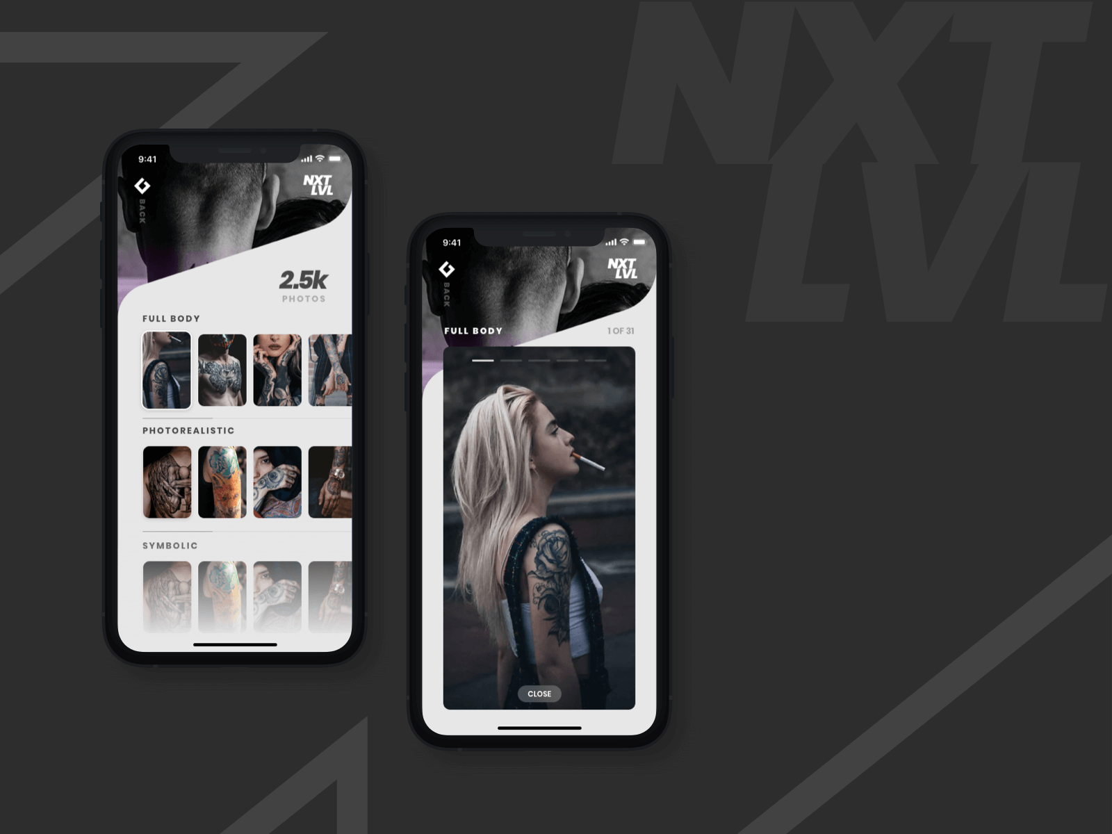 NxtLVL - Tattoo App presentation image