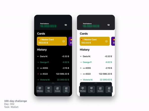 002 - Wallet app #DailyUI presentation image