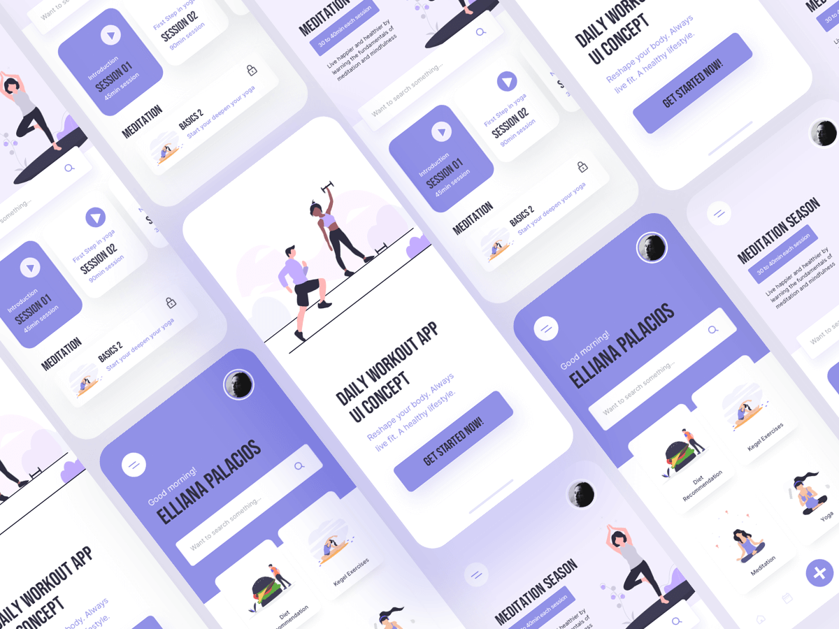 Free Work Out Fitness App UI presentation image