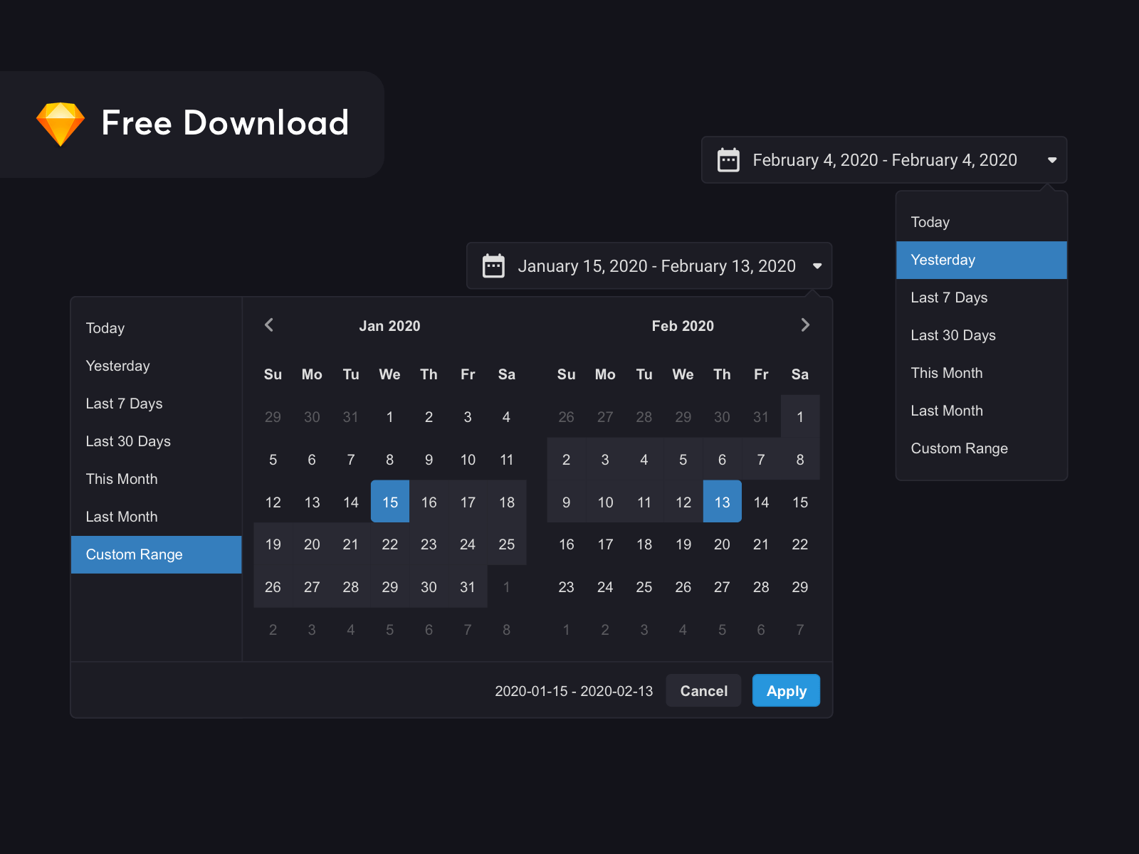 Date Range Picker in Day Night Mode presentation image