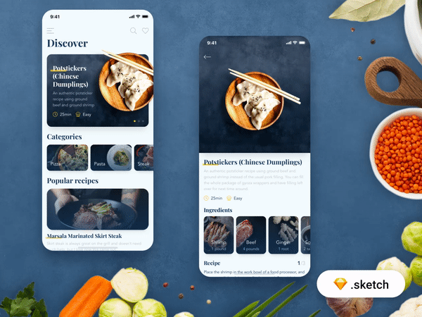 Food recipes app - Freebie presentation image