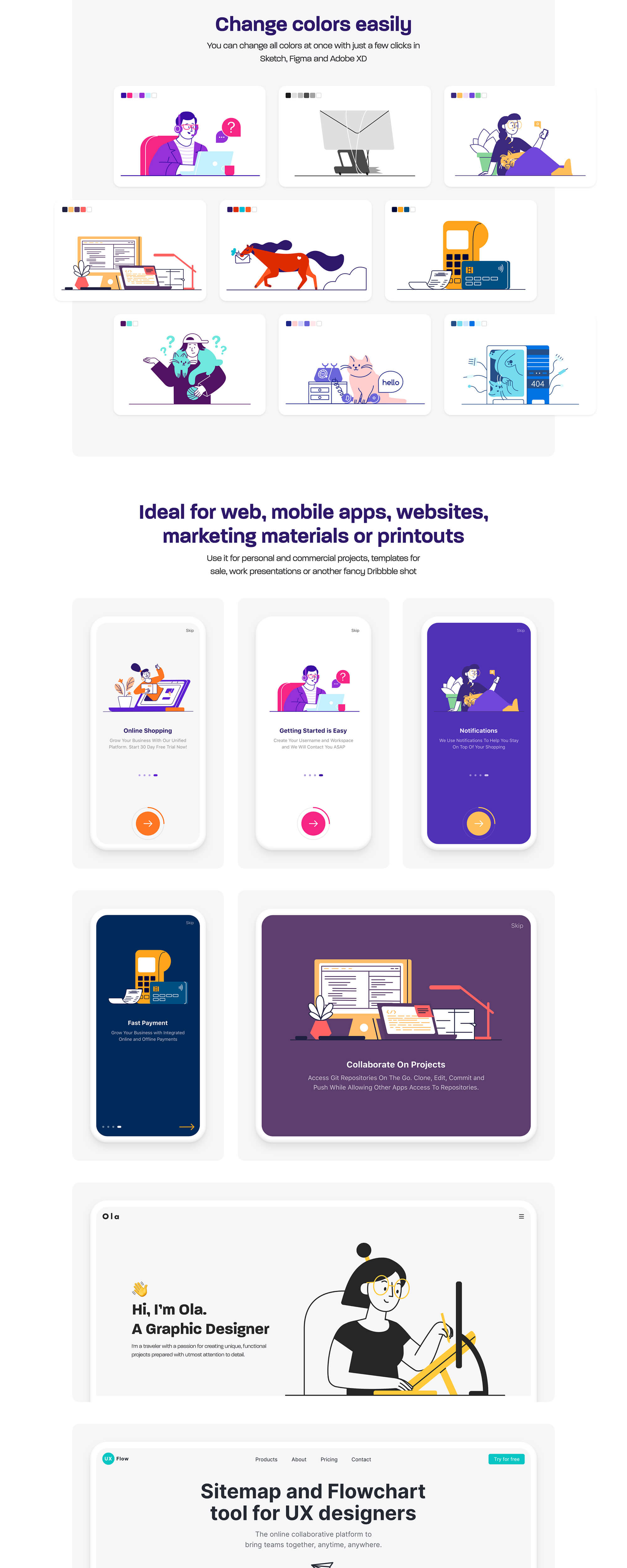 Whoooa! 20 FREE customizable vector illustrations for your next project presentation image