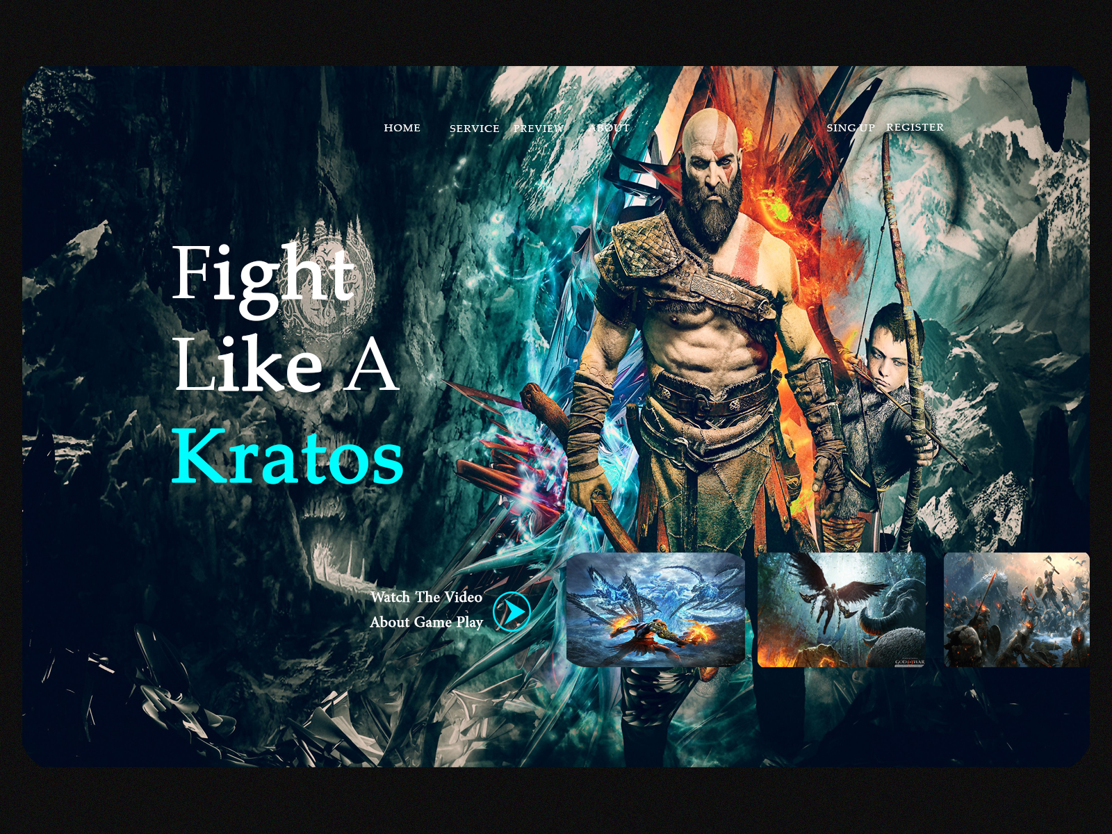 Landing Page God of War presentation image