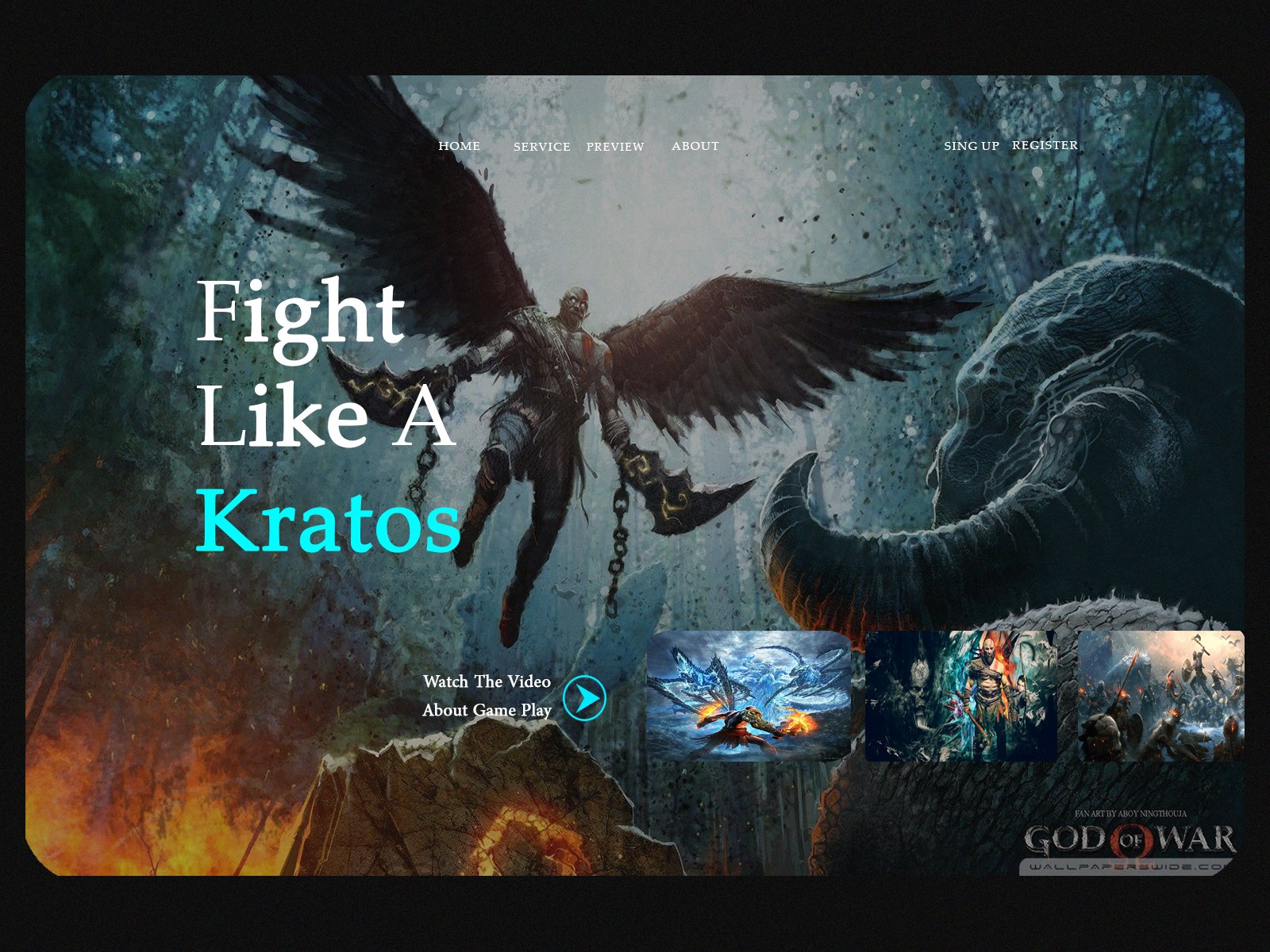Landing Page God of War presentation image