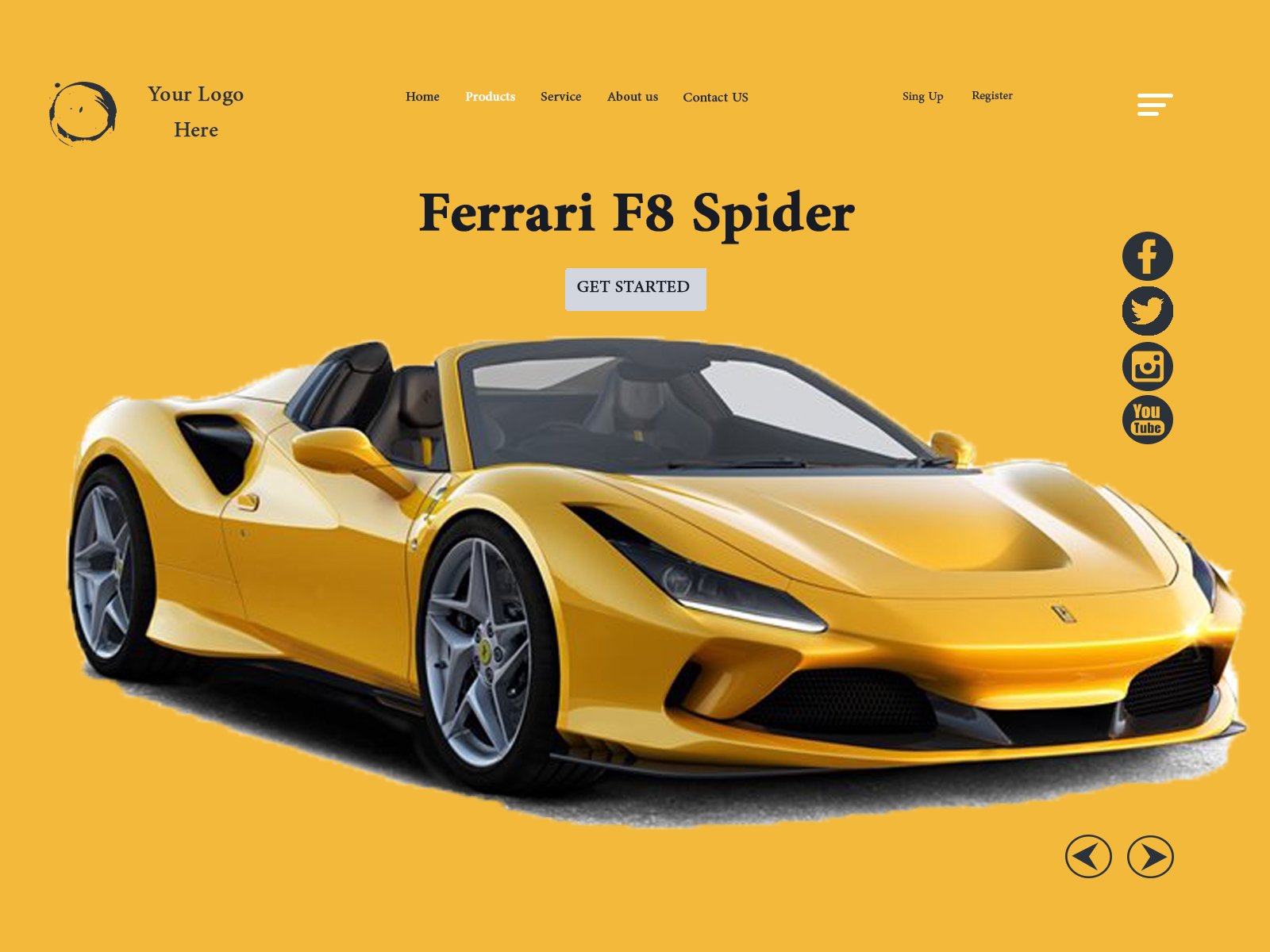 Car Website Header Concept presentation image