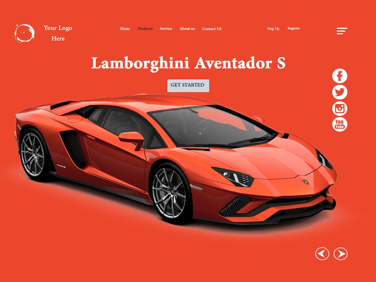 Car Website Header Concept presentation image