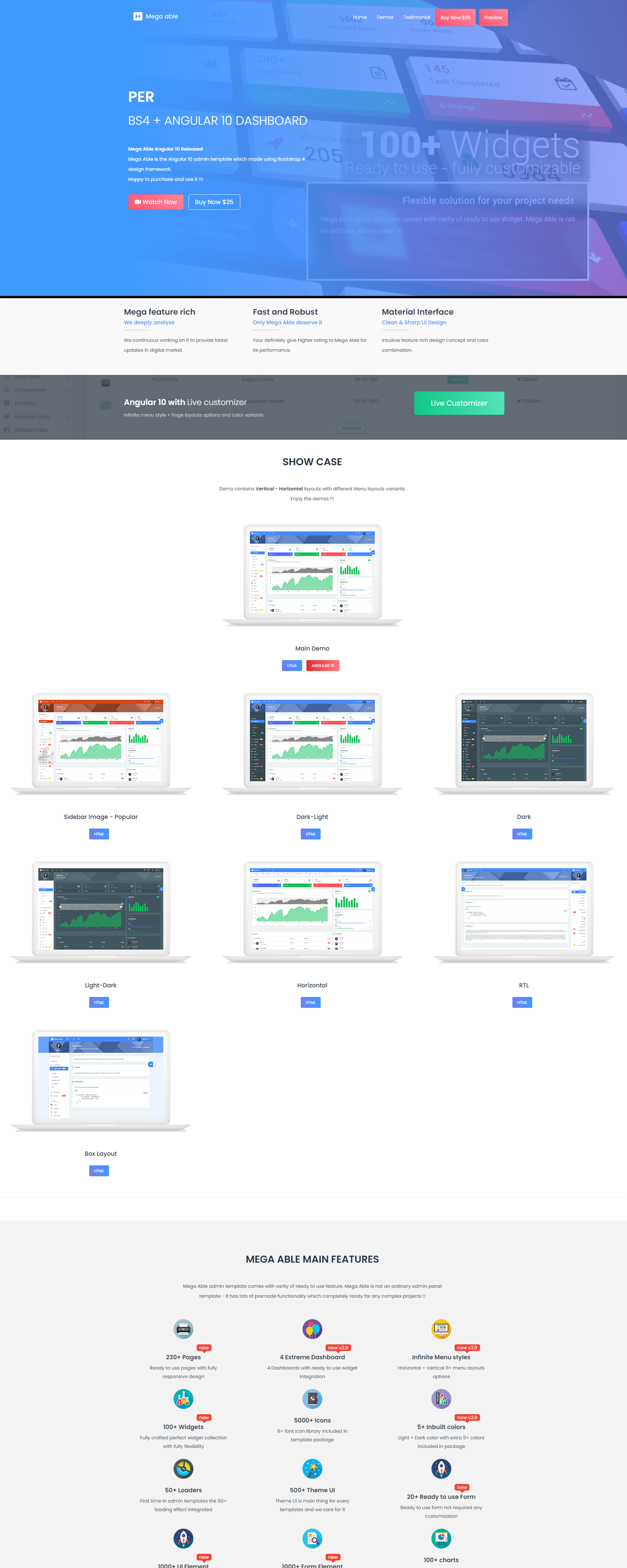 Mega Able Bootstrap 4 Admin Template presentation image