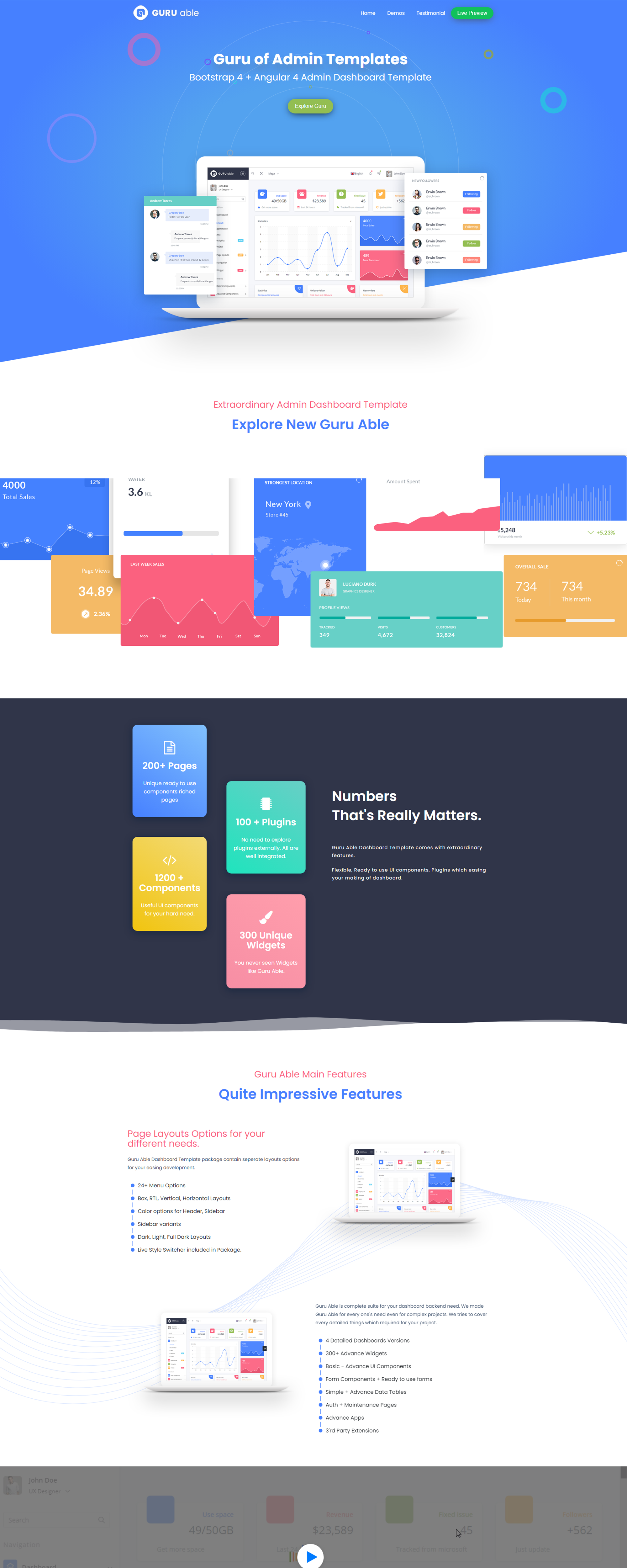 Guru Able Bootstrap 4 Admin template presentation image