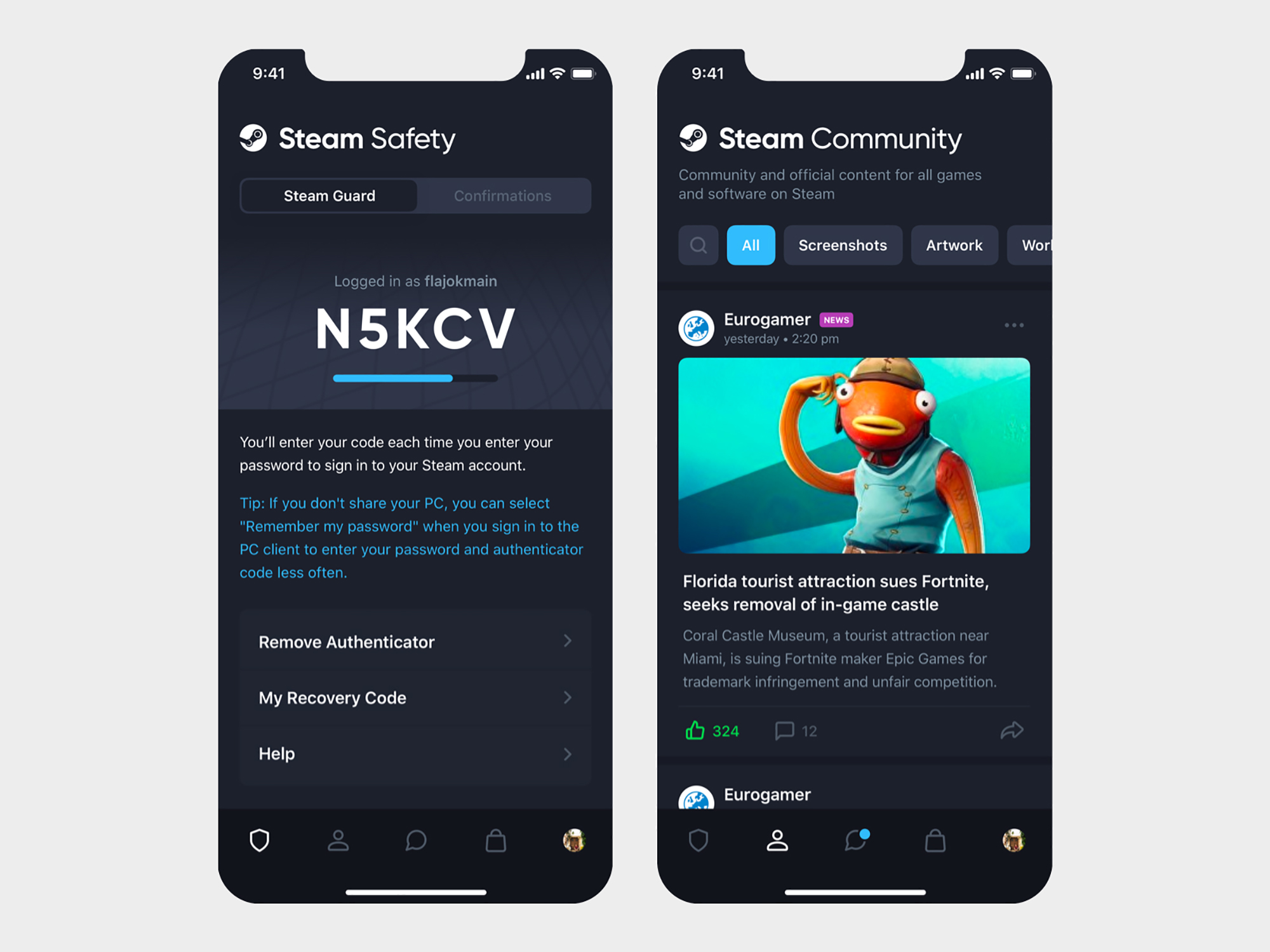 Steam mobile app redesign presentation image