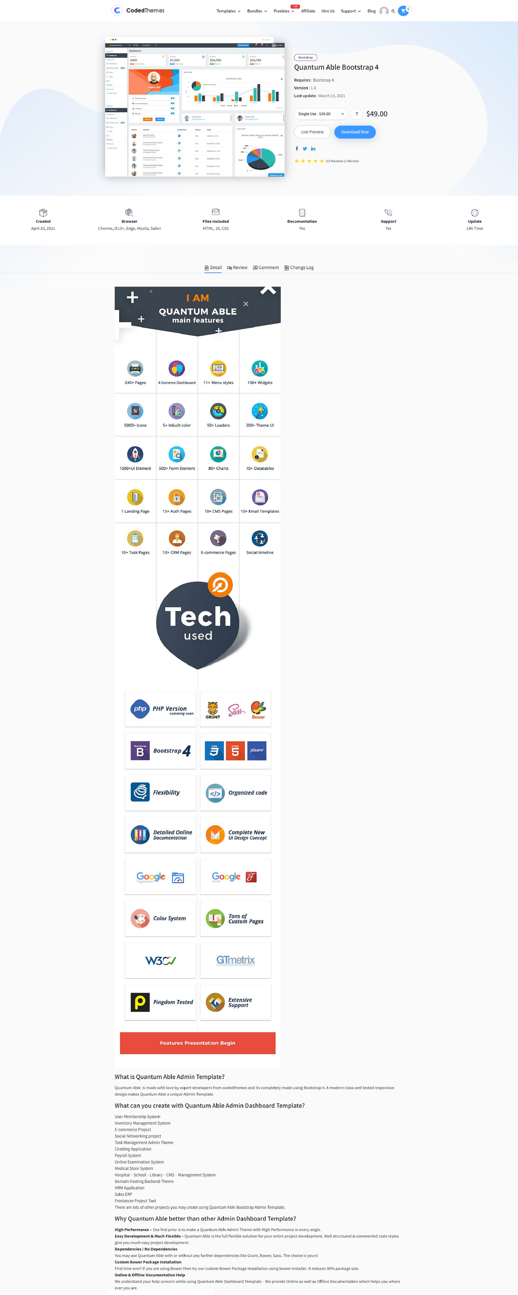 Quantum Able Bootstrap 4 Admin Template presentation image