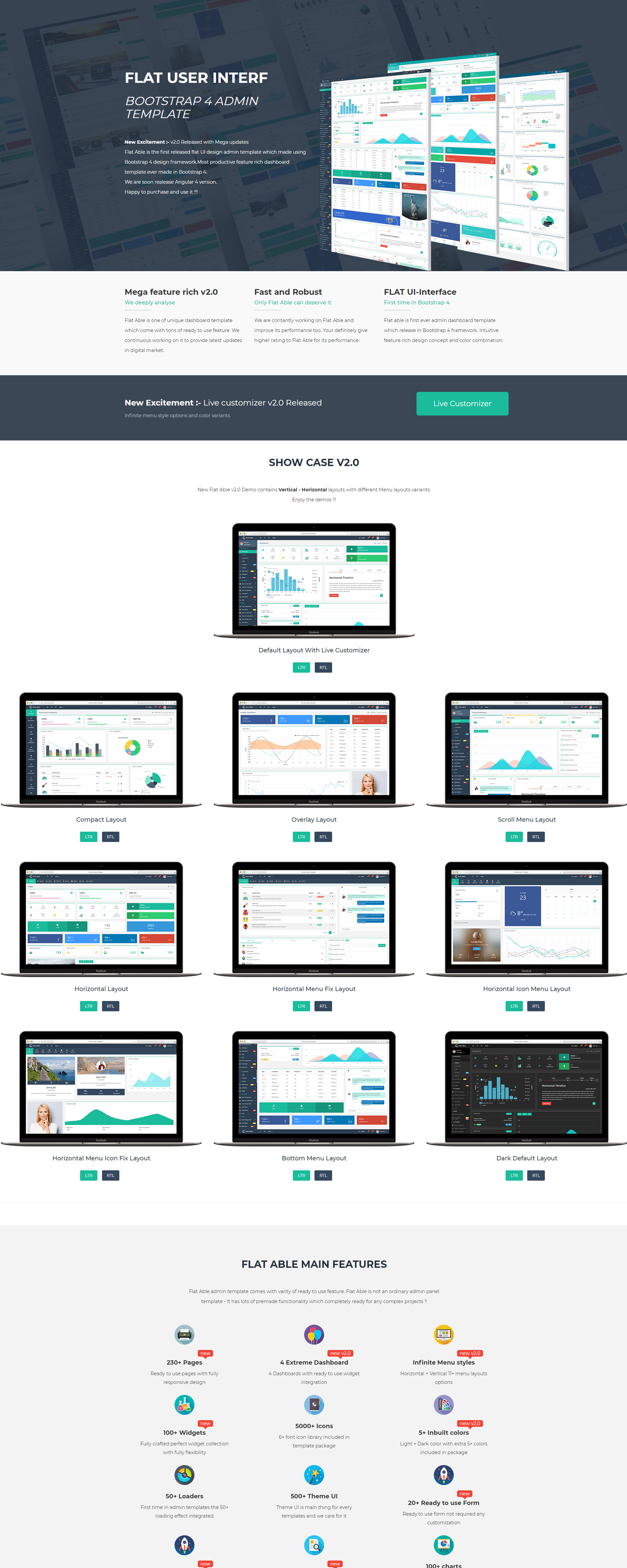 Flat Able Bootstrap 4 Admin Template presentation image