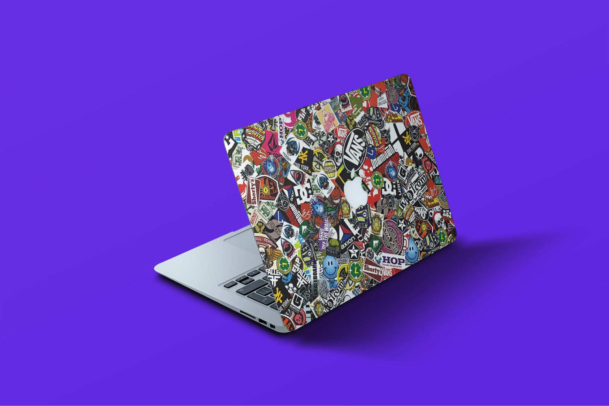 Free Macbook Stickers Mockup presentation image