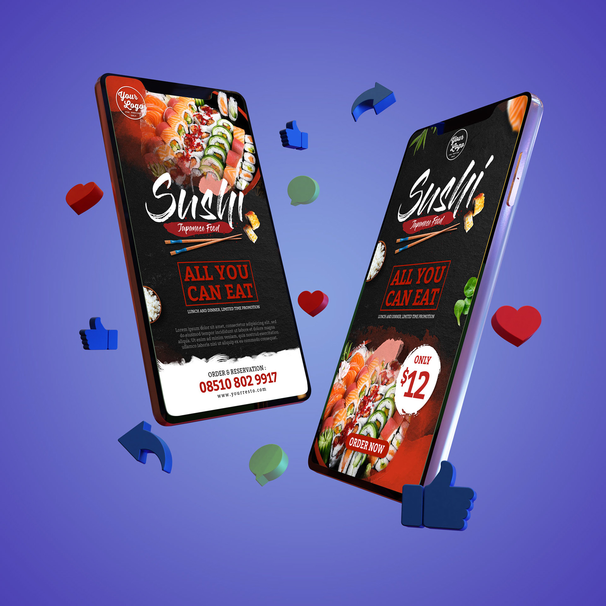 Sushi Japanese Food Social Media Stories presentation image