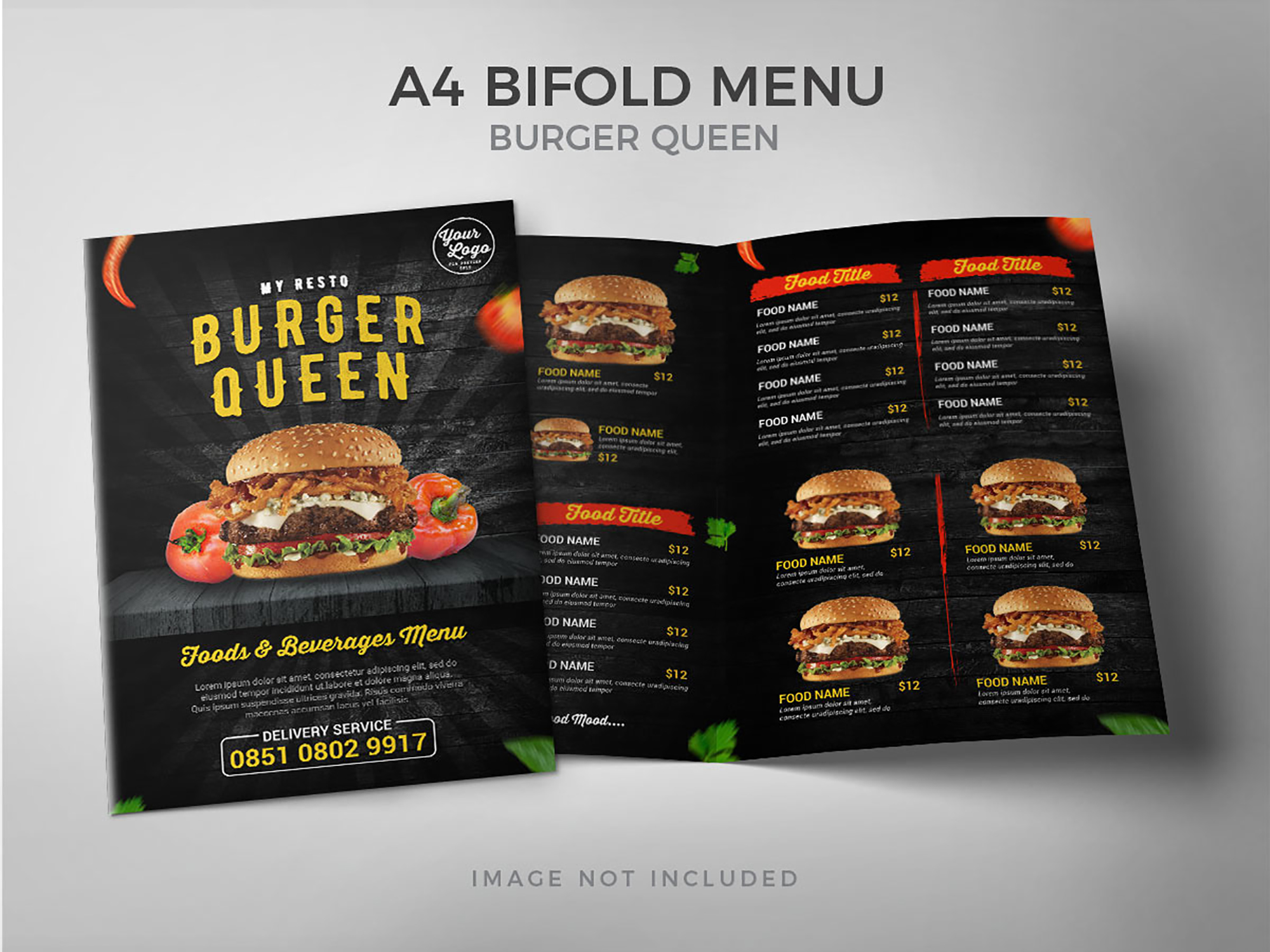 Burger Queen Bifold Menu presentation image