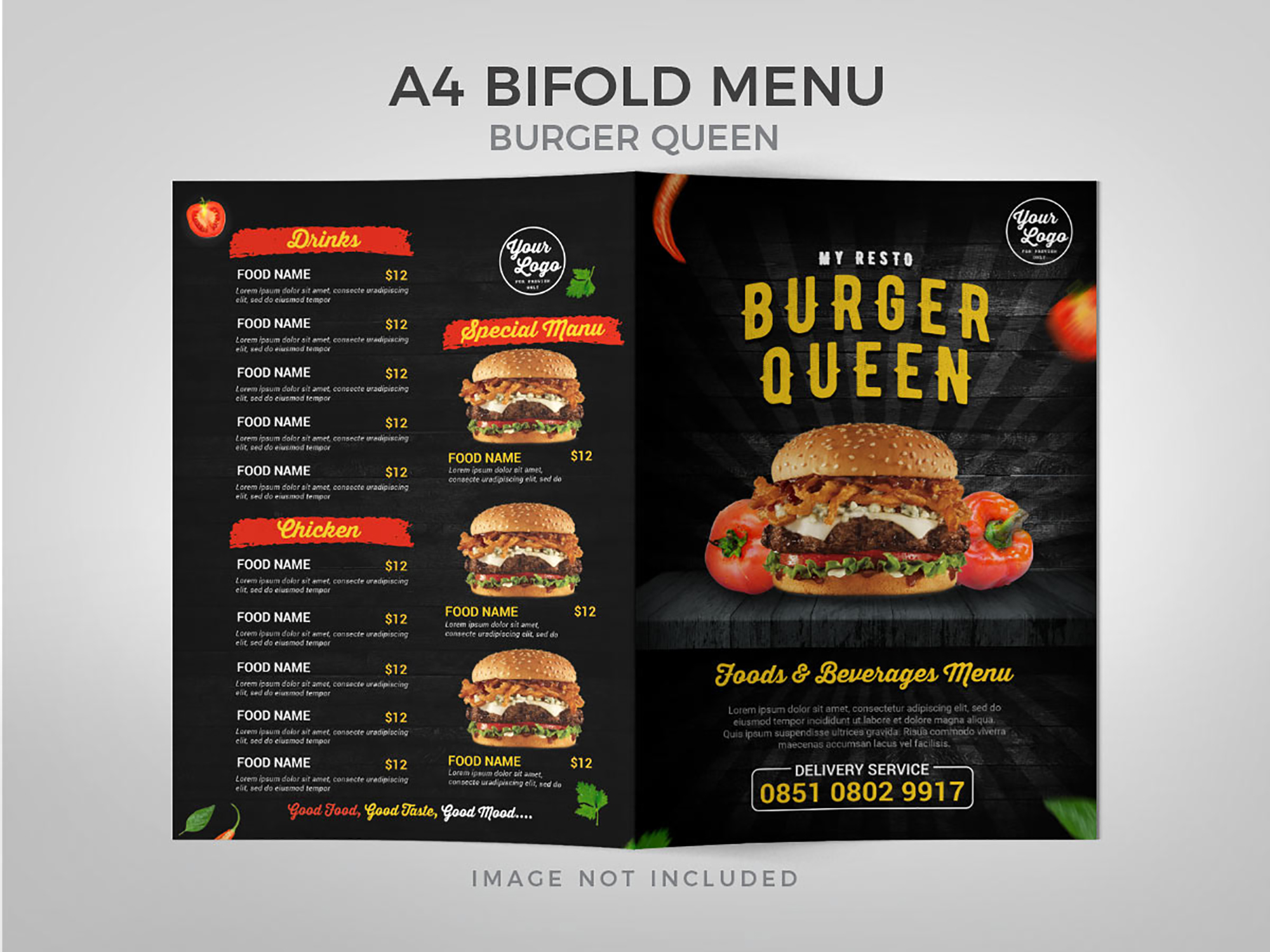 Burger Queen Bifold Menu presentation image