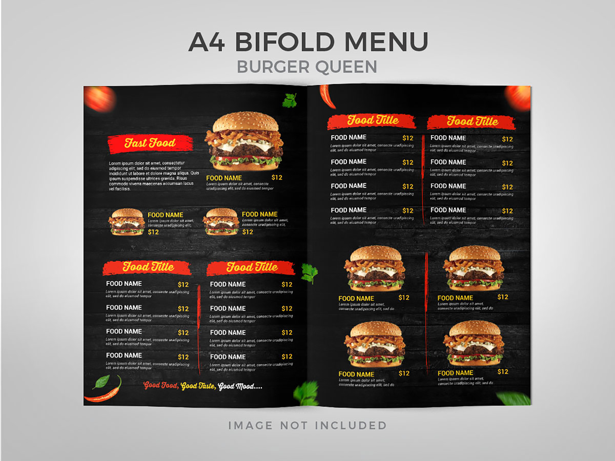 Burger Queen Bifold Menu presentation image