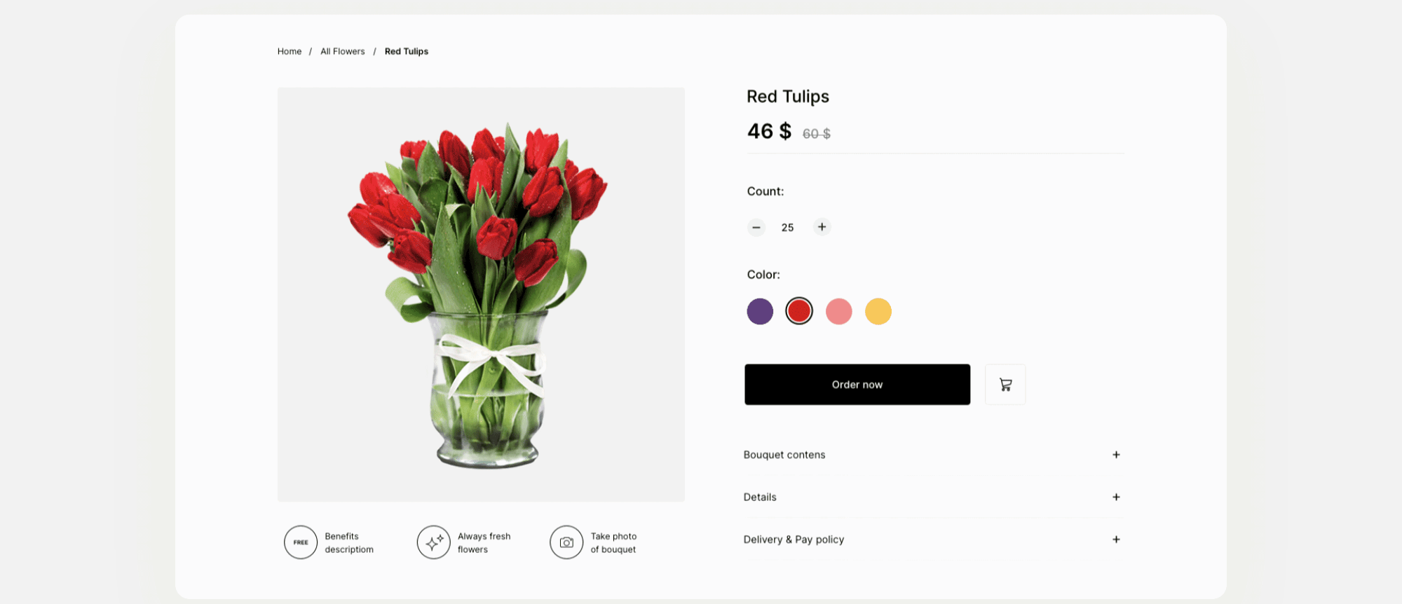Cassiopeia | Flower store | Free UI kit presentation image