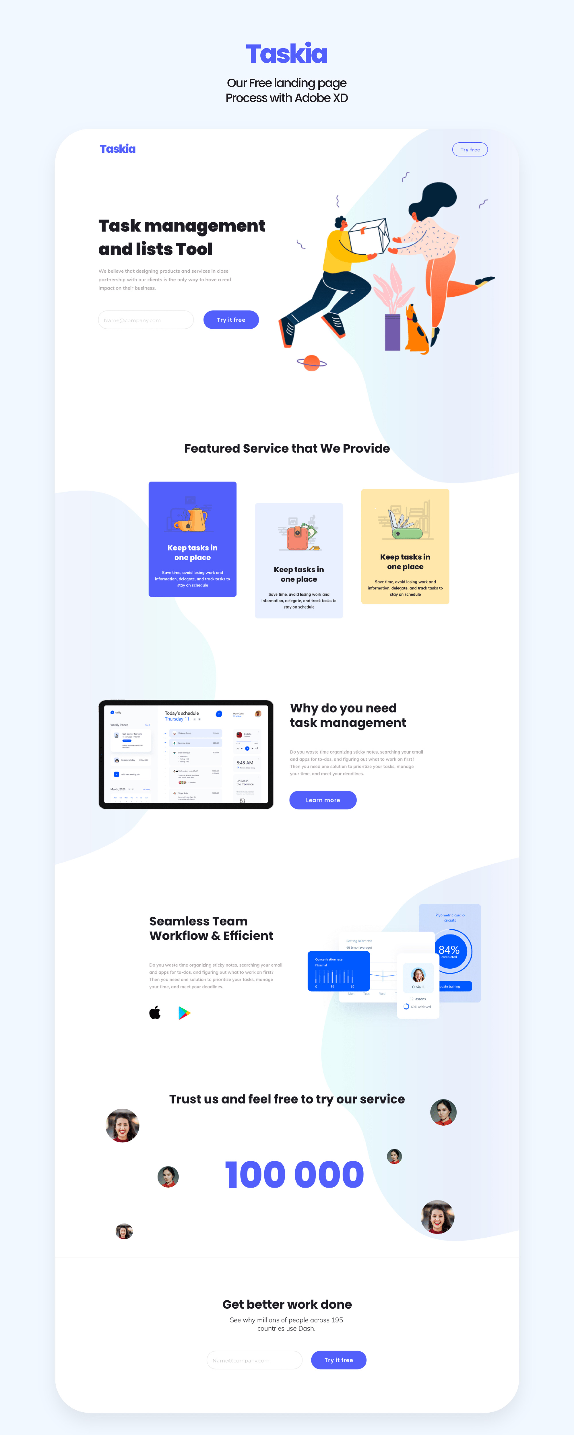 Taskia - Free Creative Landing Page presentation image