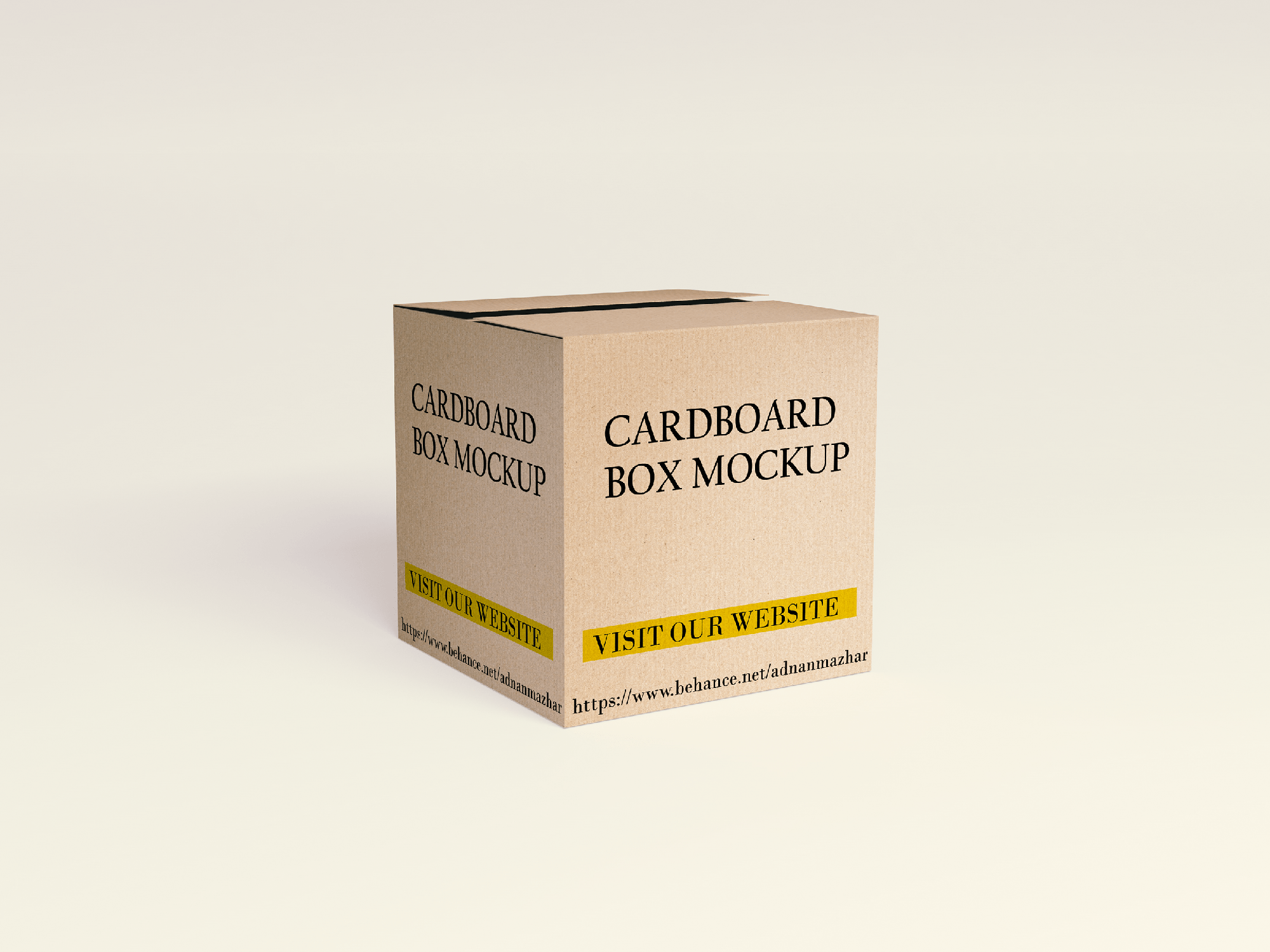Free PSD Square Cardboard Box Mockup Design presentation image